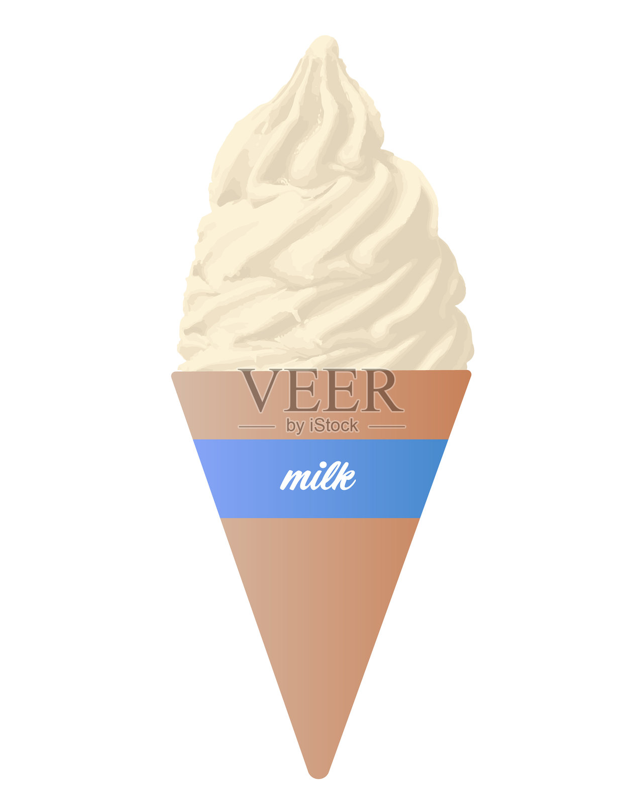 插画：牛奶口味的软冰淇淋插画图片素材