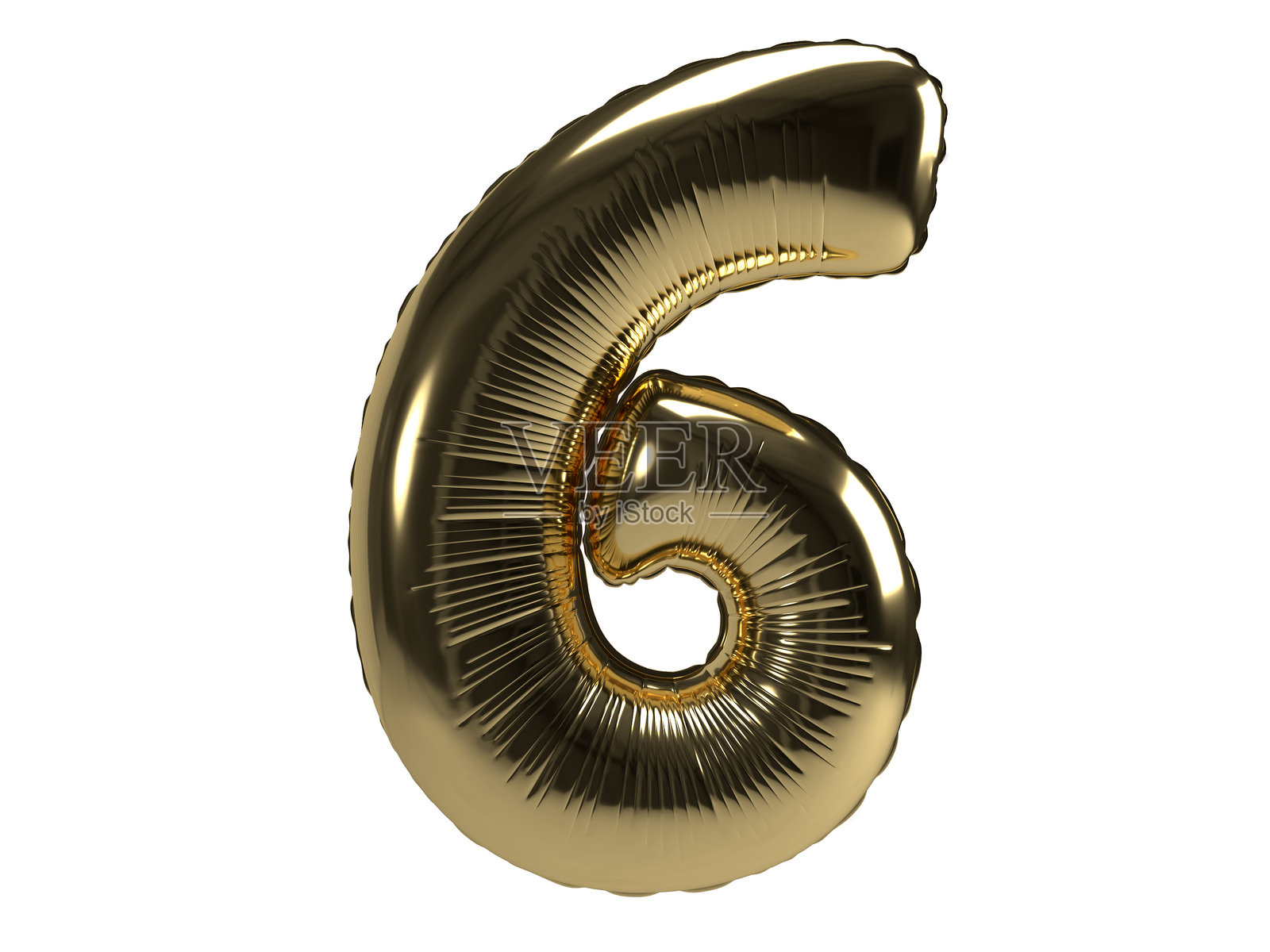 金色气球数字抠图，孤立在白色背景上。照片摄影图片