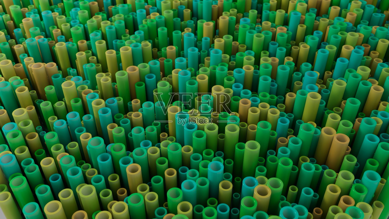 绿色圆柱体的透视俯视图照片摄影图片