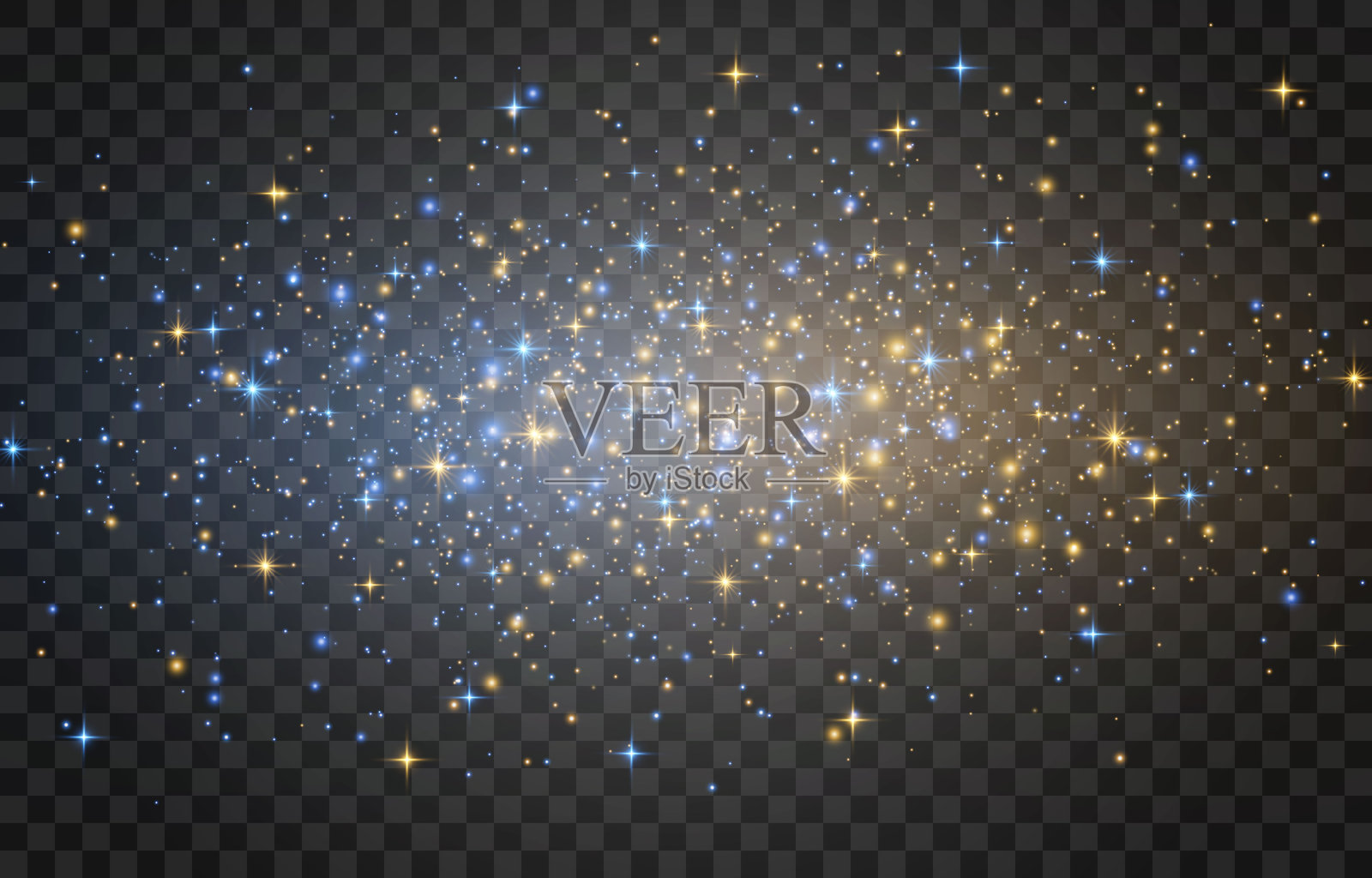 矢量魔法光尘，闪耀的尘埃。飞舞的光粒子。圣诞灯光效果。闪闪发光的仙尘粒子在透明背景上发光。插画图片素材