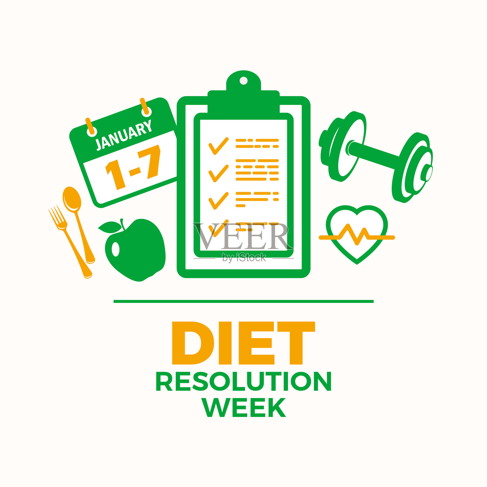 减肥决心周海报矢量图插画图片素材