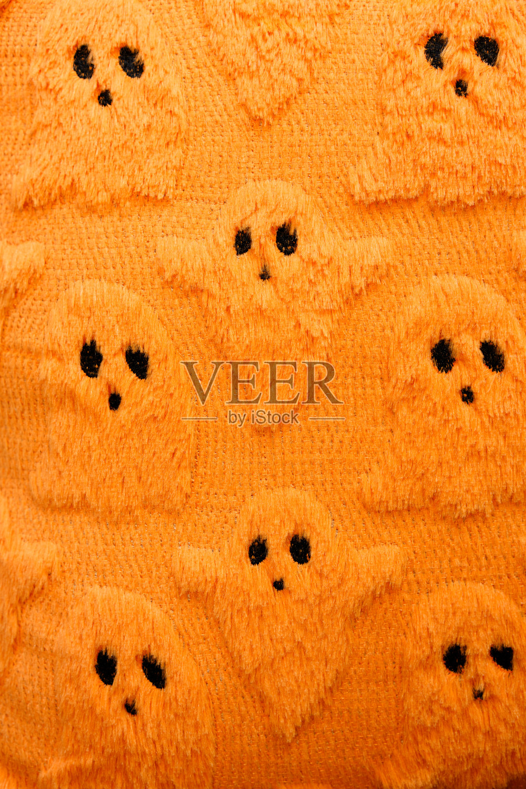 万圣节鬼魂图案，橙色织物纺织背景照片摄影图片