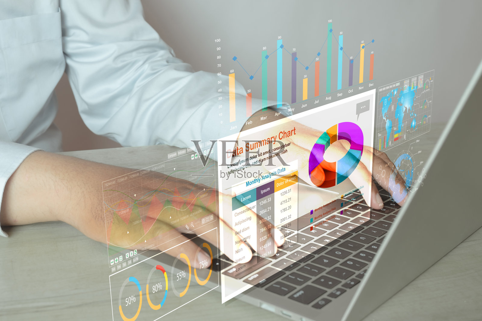 商业智能与大数据分析仪表盘概念照片摄影图片