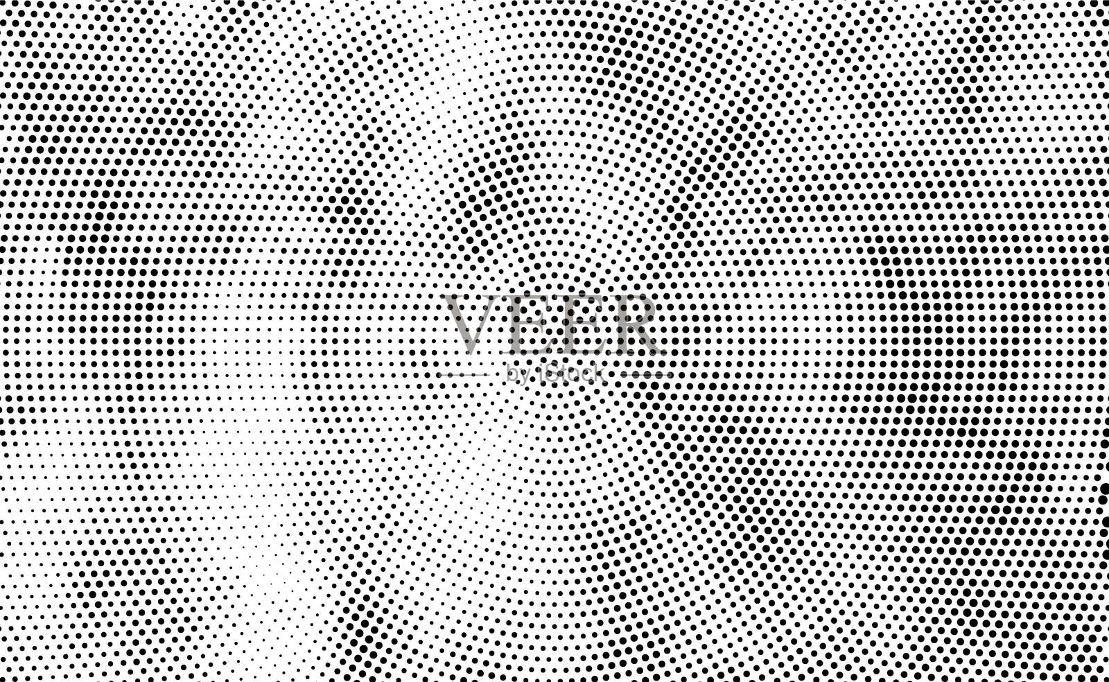 复古半色调圆点图案抽象矢量背景，抽象的旧风格半色调圆点图案矢量叠加，用于背景设计和壁纸纹理的半色调圆点抽象几何图案矢量插画图片素材