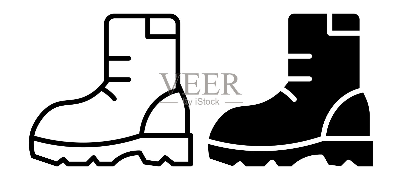 探险与户外主题的轮廓和实心靴子图形插画图片素材