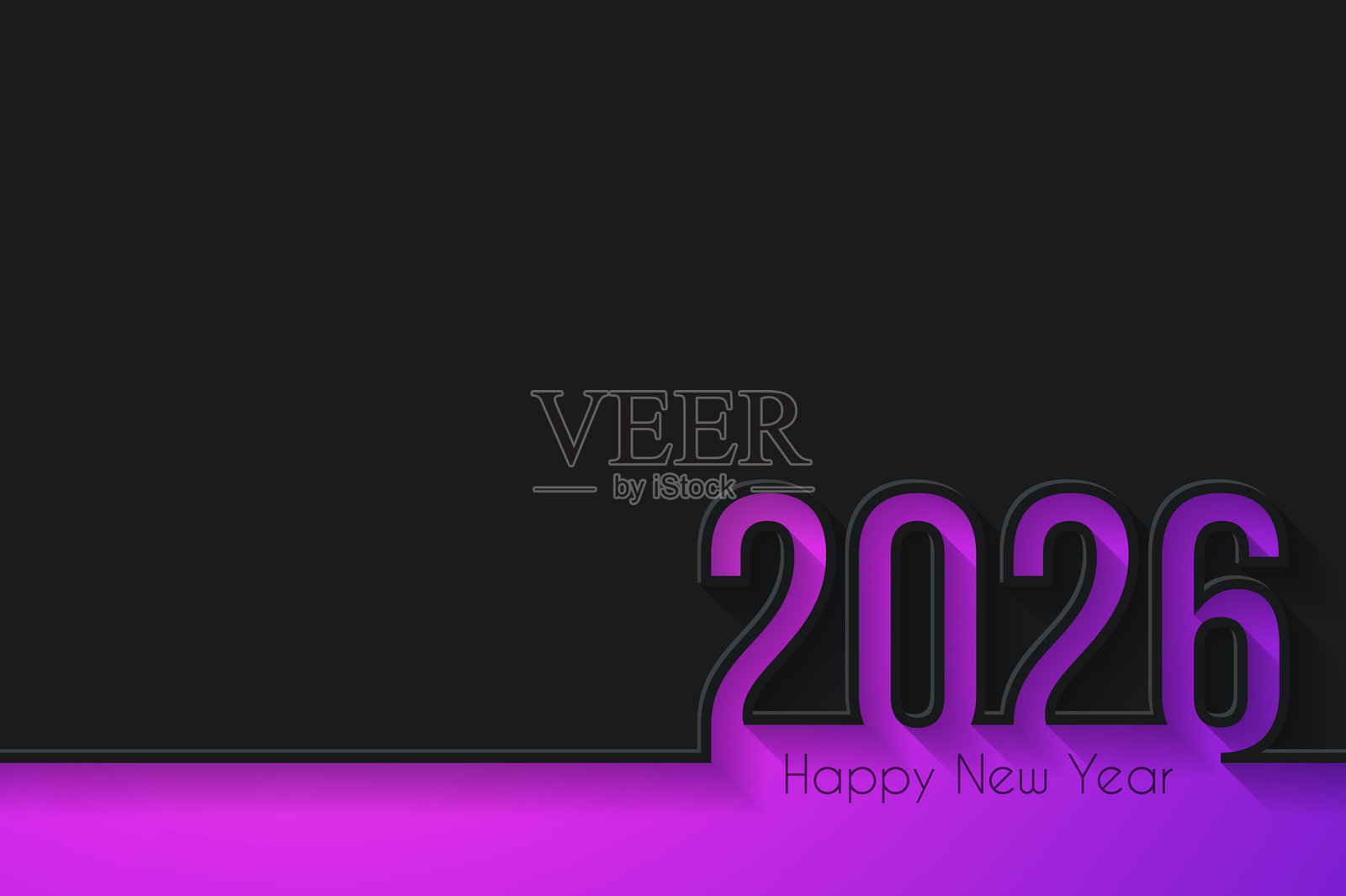 新年快乐 2026 - 黑色背景插画图片素材