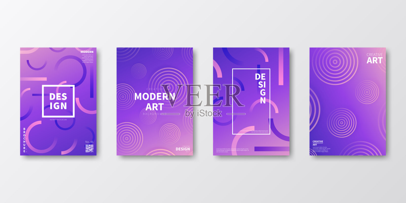 宣传册模板布局，紫色封面设计，公司年报，传单，杂志插画图片素材