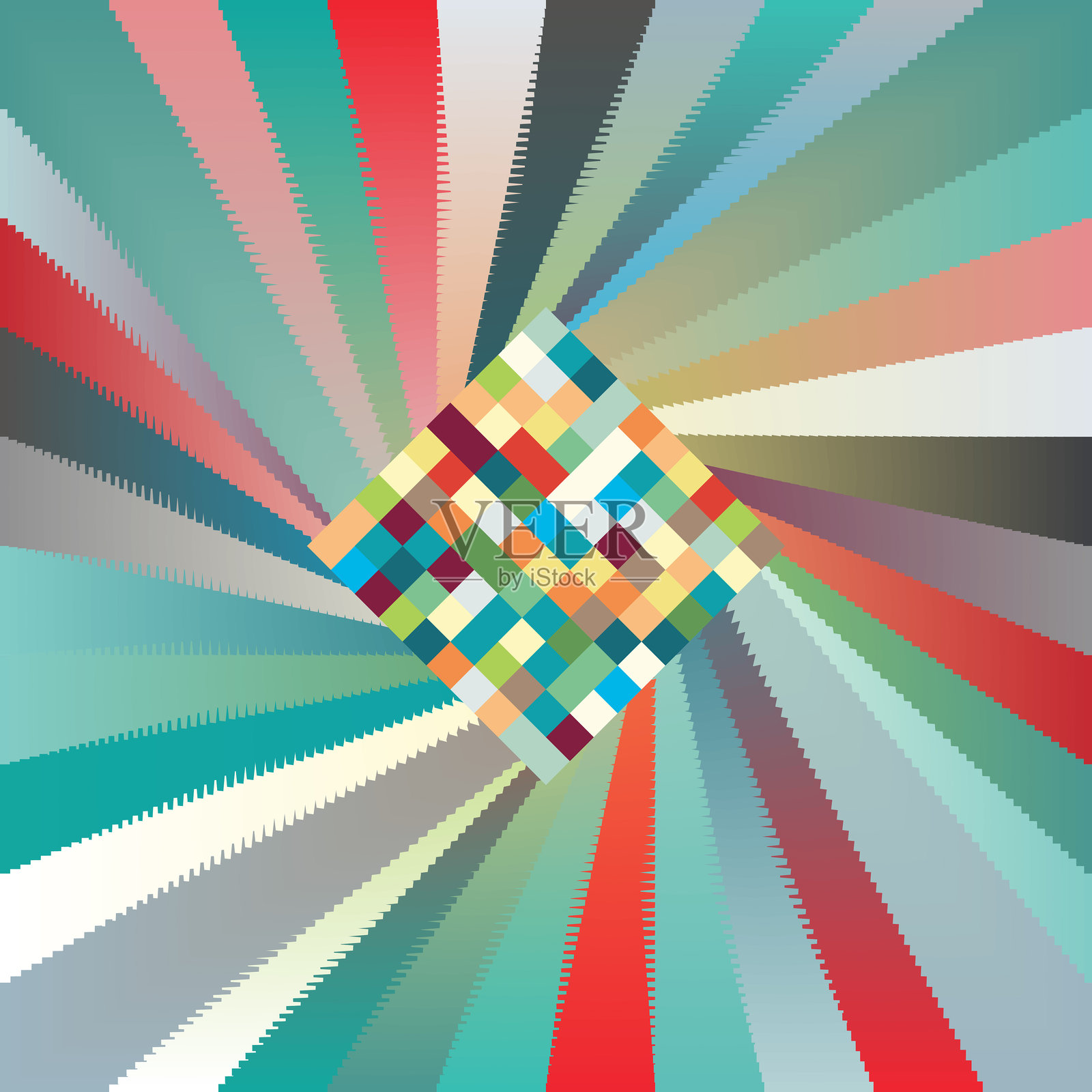 方形彩色马赛克格纹漩涡图案纹理封面设计背景插画图片素材