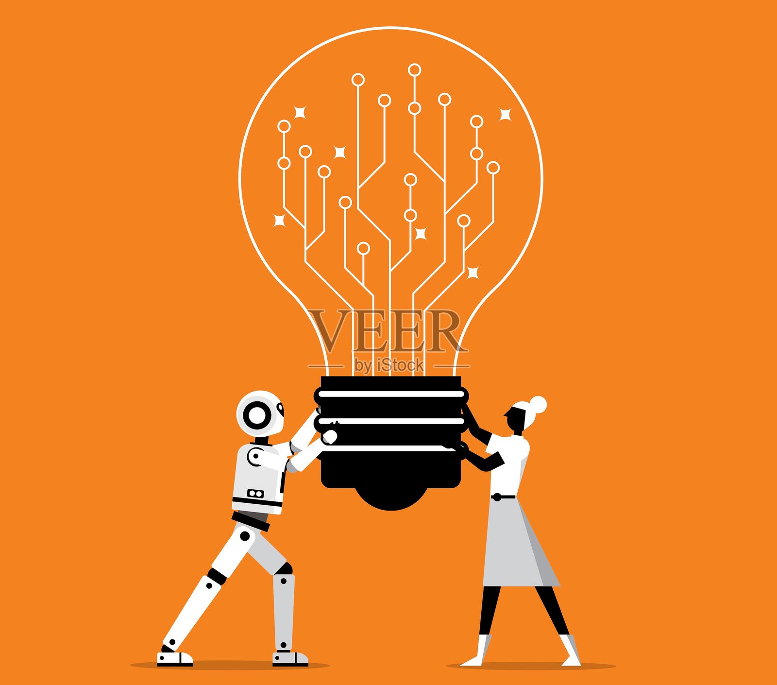 女商人 - 人工智能机器人插画图片素材