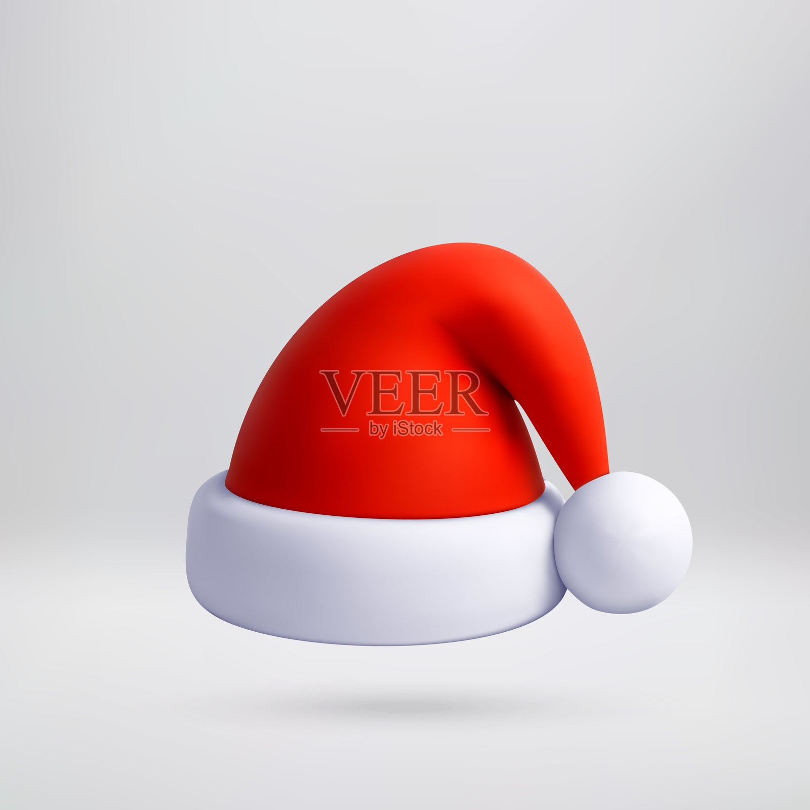 红色的圣诞帽，一个节日气氛的3D渲染插画图片素材