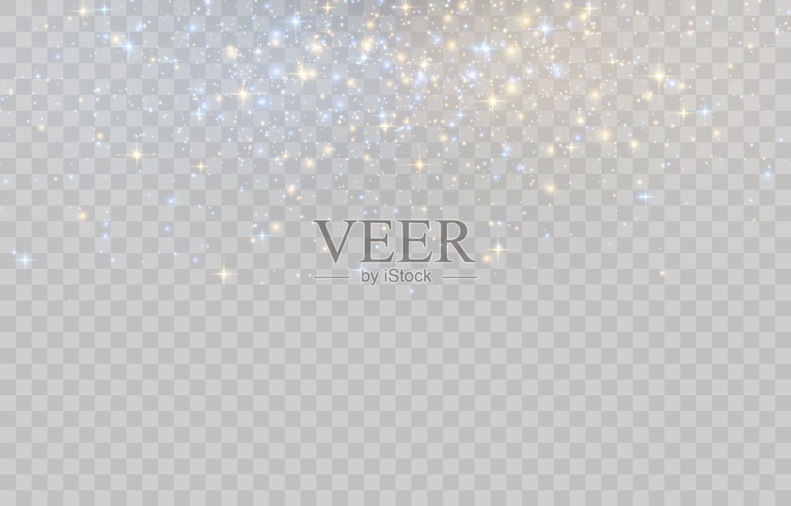 矢量魔法光尘，闪耀的光芒。飞舞的光粒子。圣诞灯效果。闪闪发光的仙尘粒子在透明背景上发光。插画图片素材