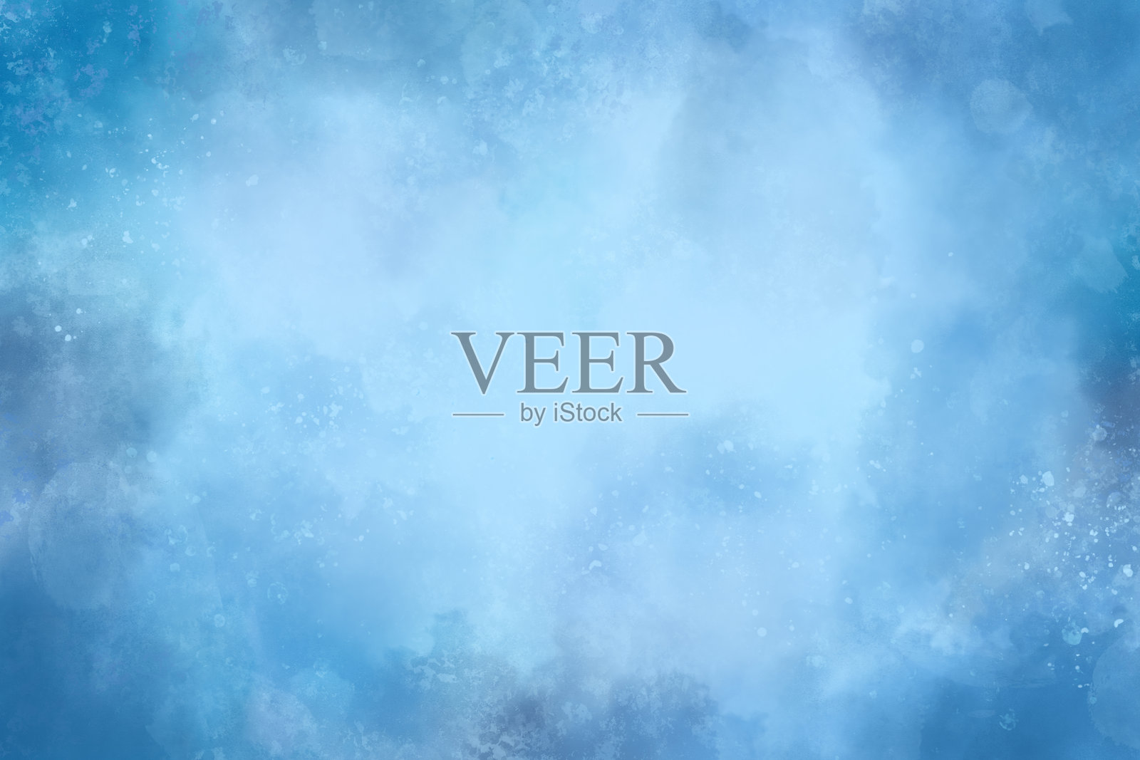 蓝色水彩背景，手绘纹理。抽象水彩浅蓝色背景，带有污渍和颜料滴。水彩冬日背景插画图片素材