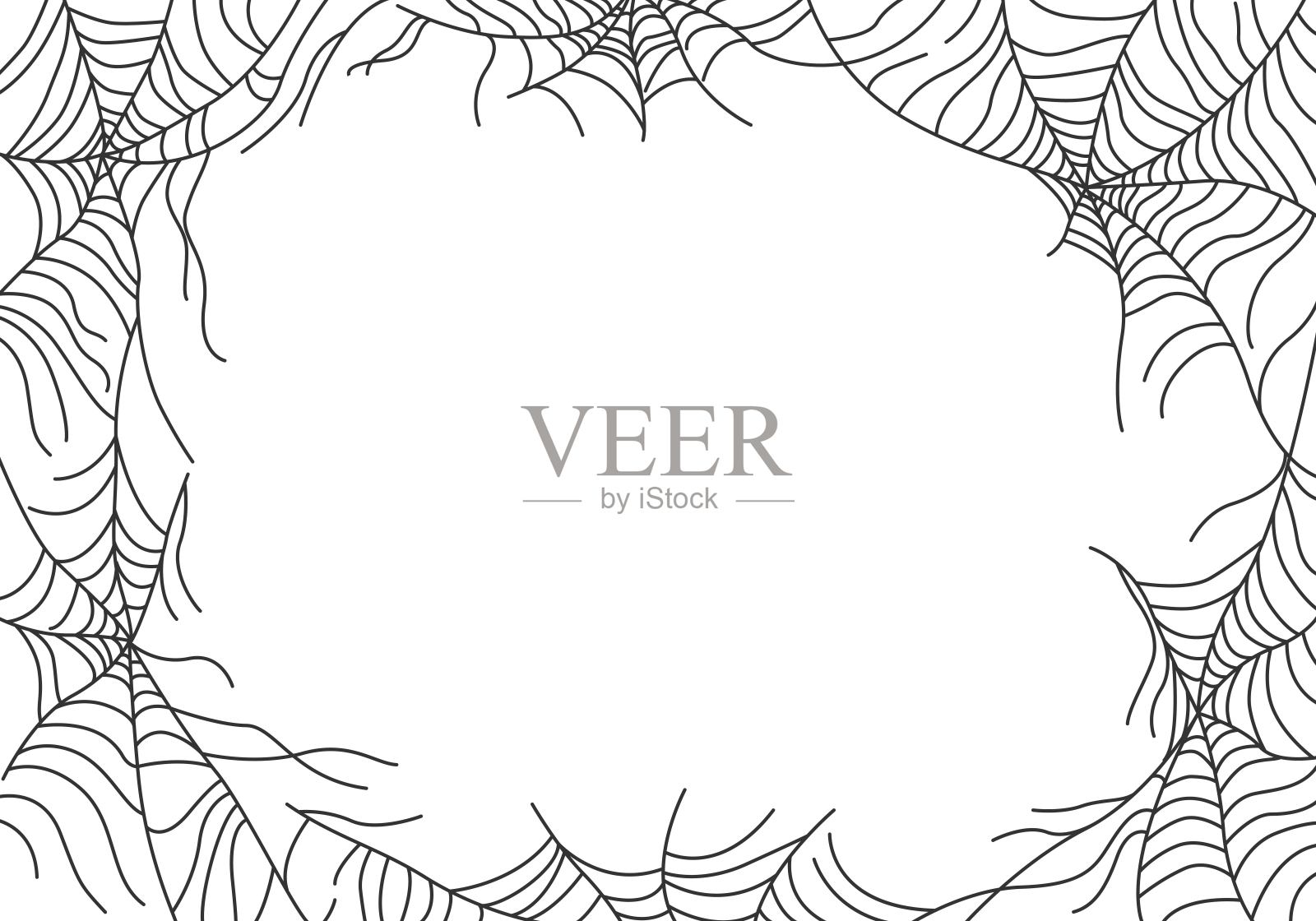 万圣节蜘蛛网边框插画图片素材