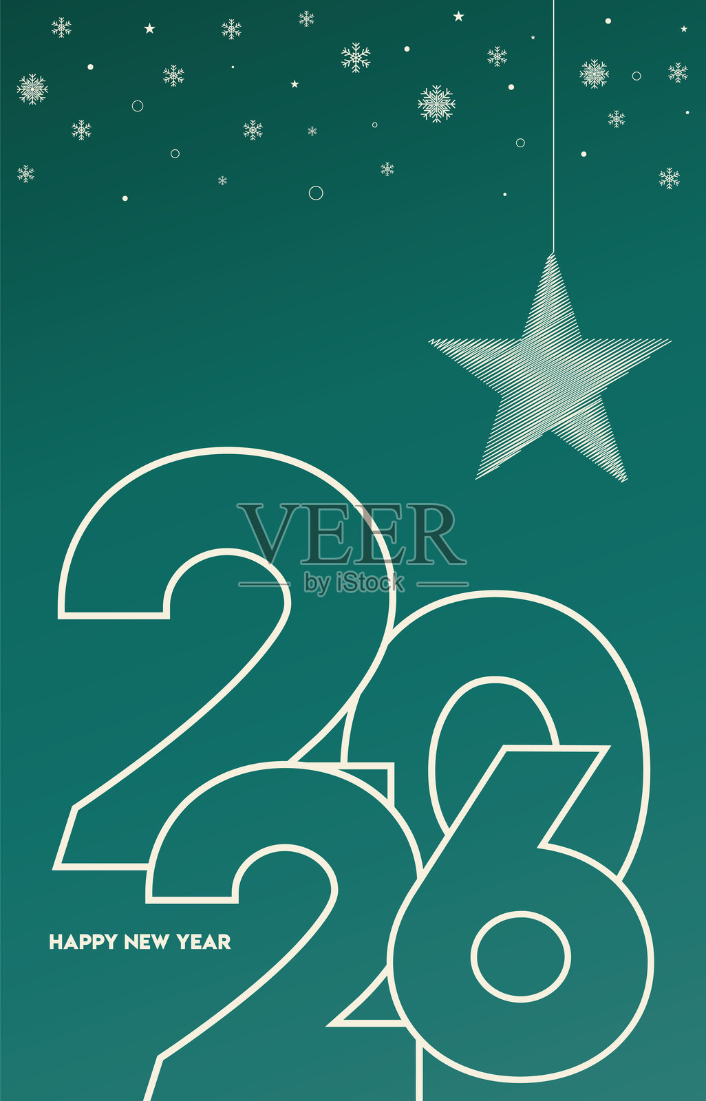 2026 新年快乐。贺卡、横幅、海报。矢量图。插画图片素材