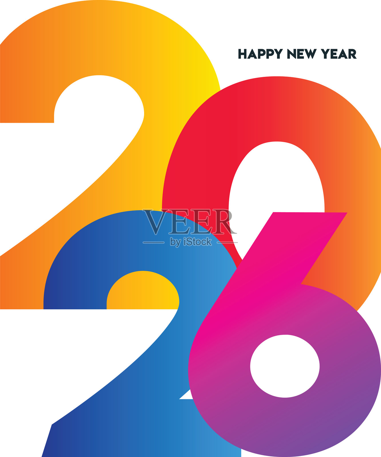 2026新年快乐。贺卡、横幅、海报。矢量图。插画图片素材