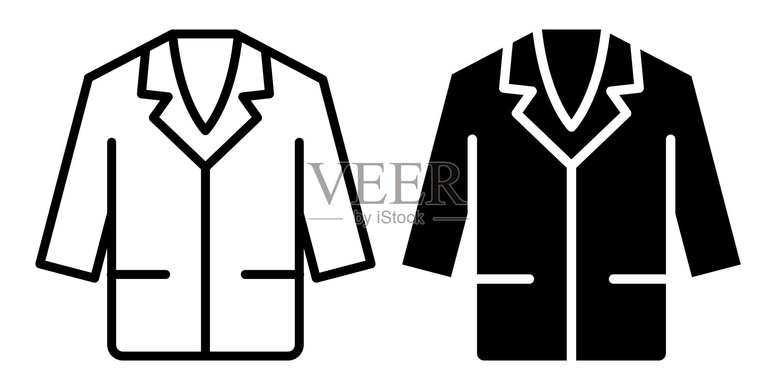 极简风格的黑色与白色定制夹克轮廓设计插画图片素材