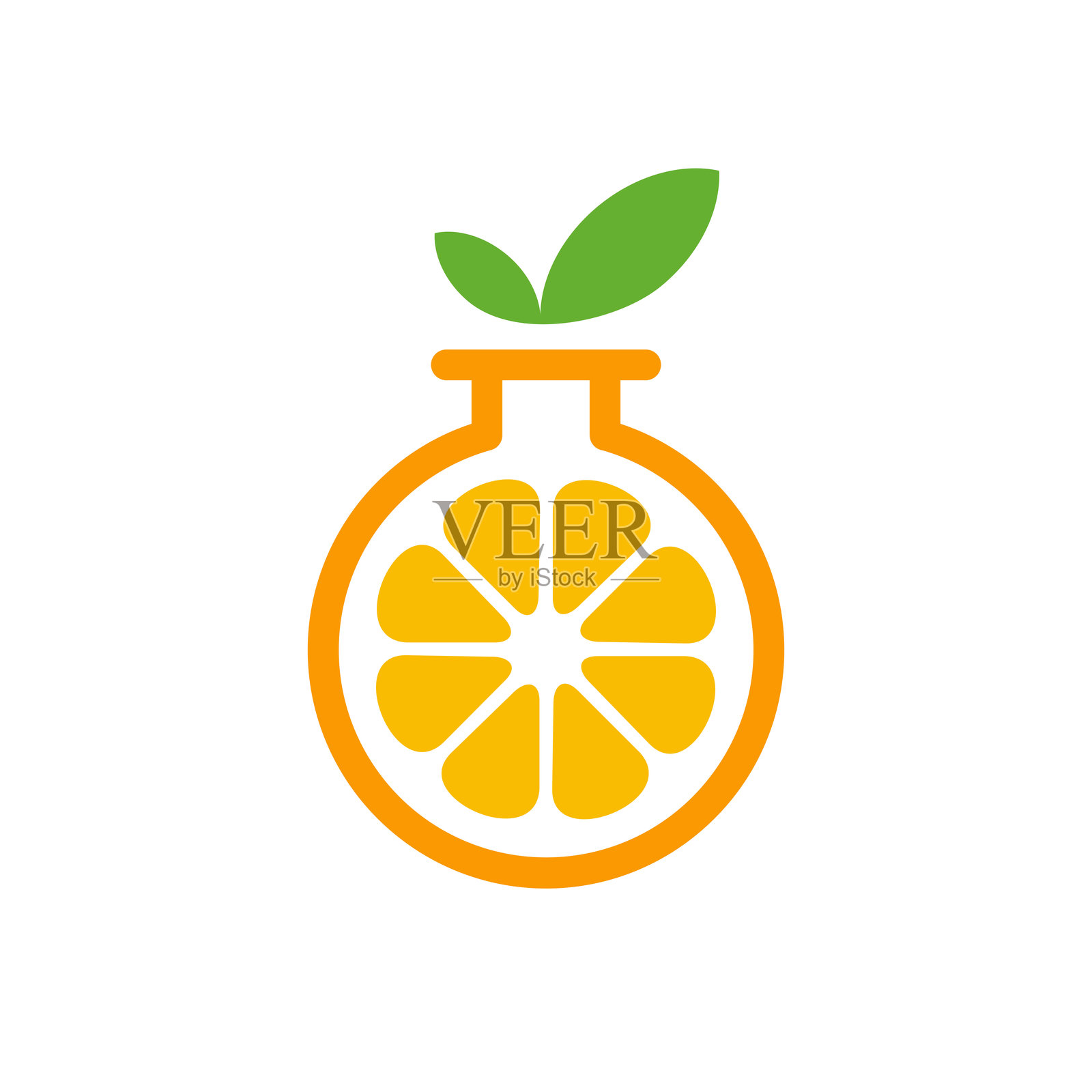 橙子水果实验室果汁饮品标志图标矢量图插画图片素材
