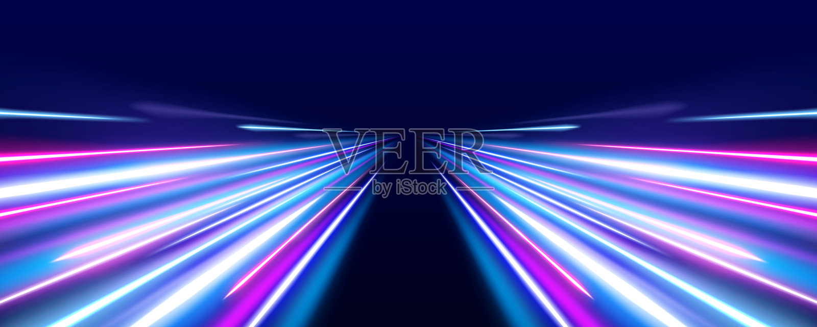 全景高速科技概念，光线抽象背景。矢量图。插画图片素材