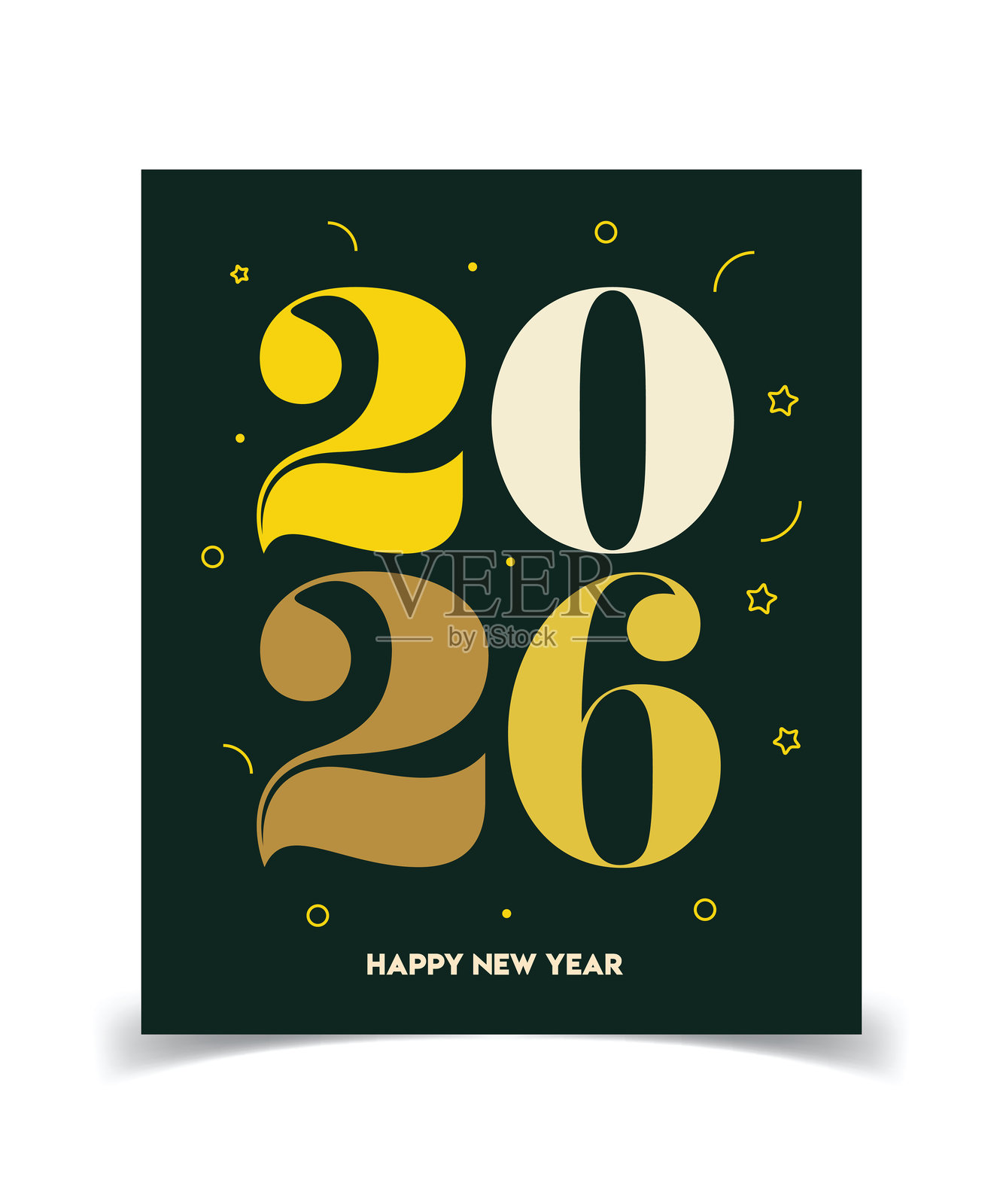 2026 新年快乐。贺卡、横幅、海报。矢量插画。插画图片素材