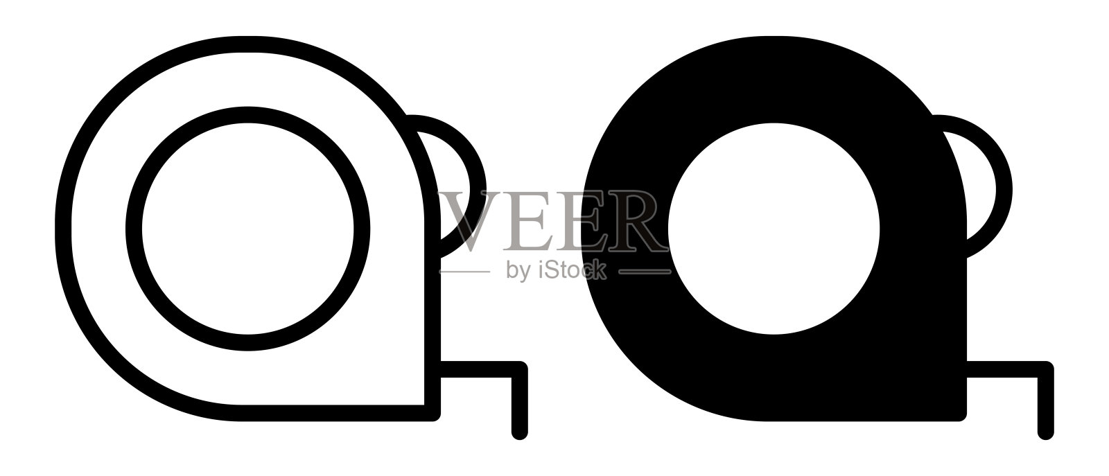 用于创意项目的卷尺图标，黑白设计插画图片素材