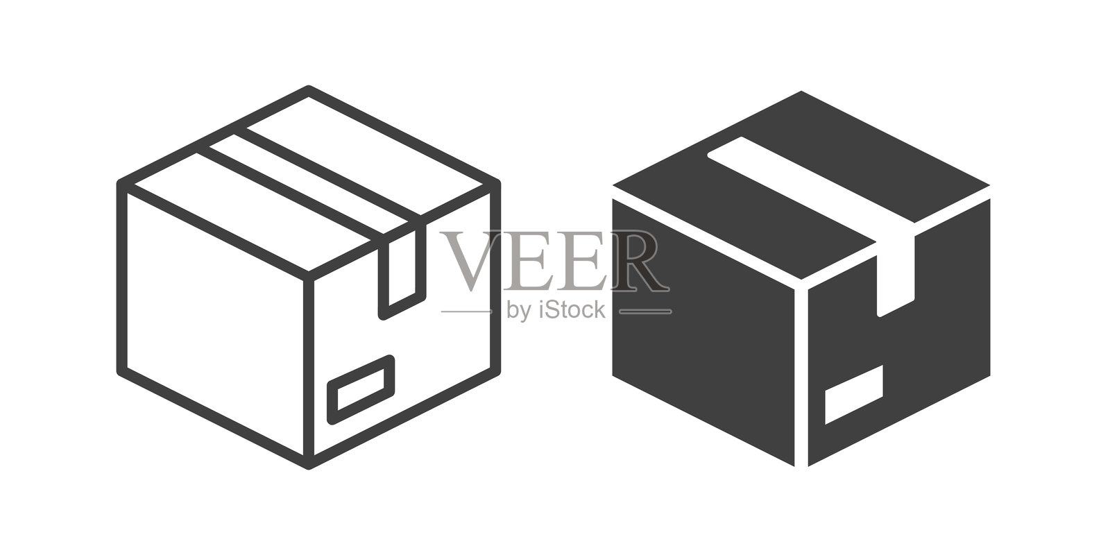 包裹图标。线条和字形实心图标插画图片素材