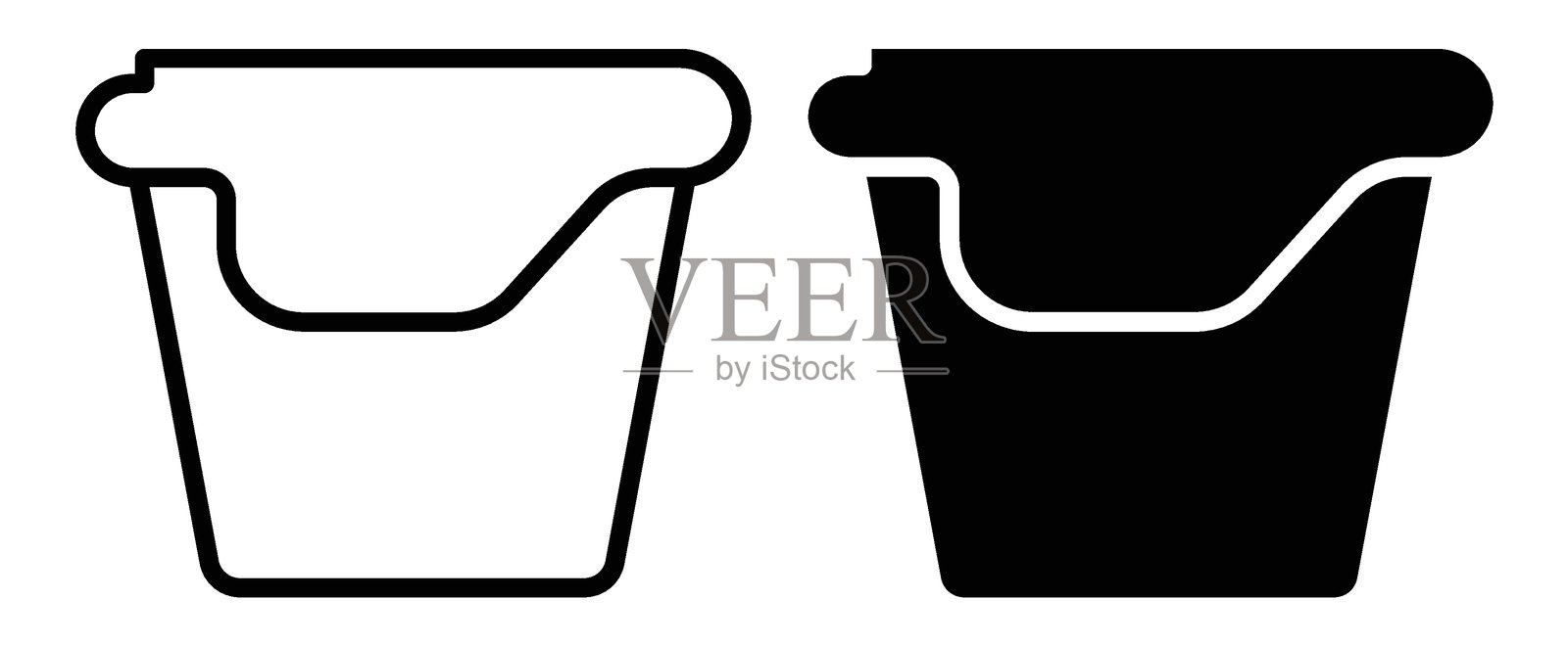 水桶轮廓的极简设计，包含黑白版本插画图片素材