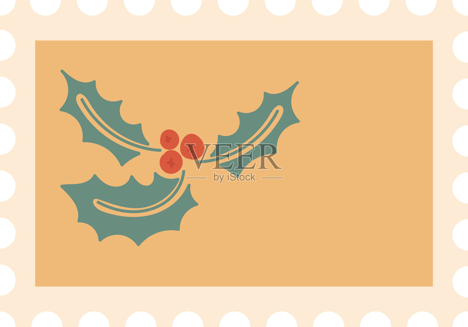 可爱的圣诞邮票复古圣诞海报冬季假期元素插画图片素材