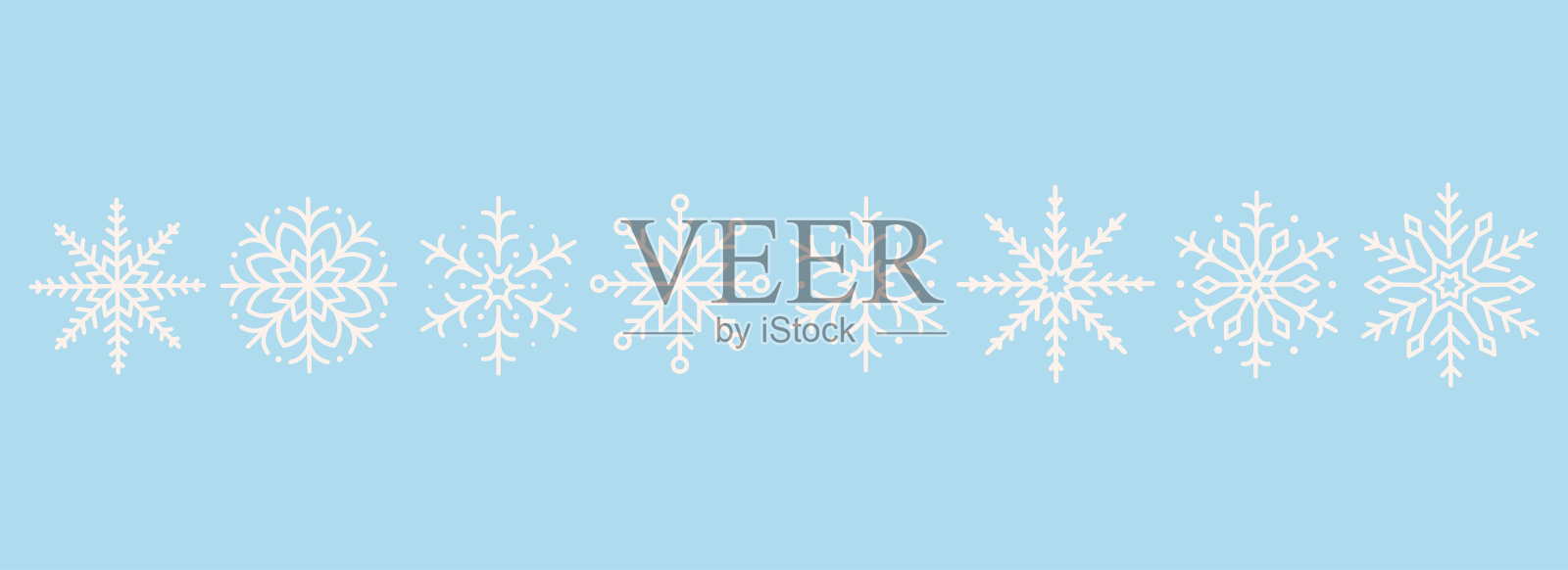 可爱的极简雪花合集。节日冬季装饰，适用于圣诞节和新年。白色背景上的扁平矢量插画。插画图片素材