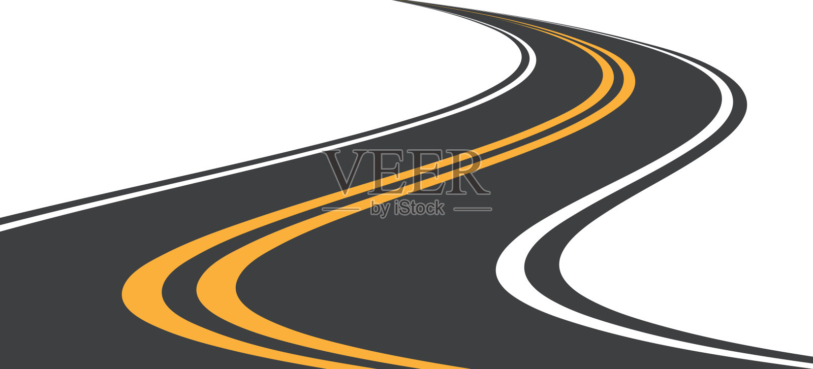 通往远方的沥青路插画图片素材