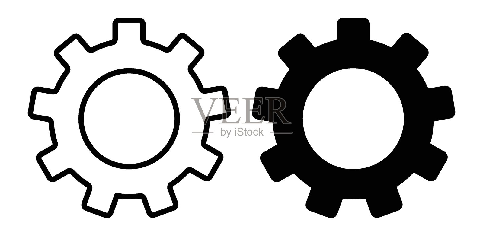 用于设计和开发项目的黑白齿轮图标插画图片素材