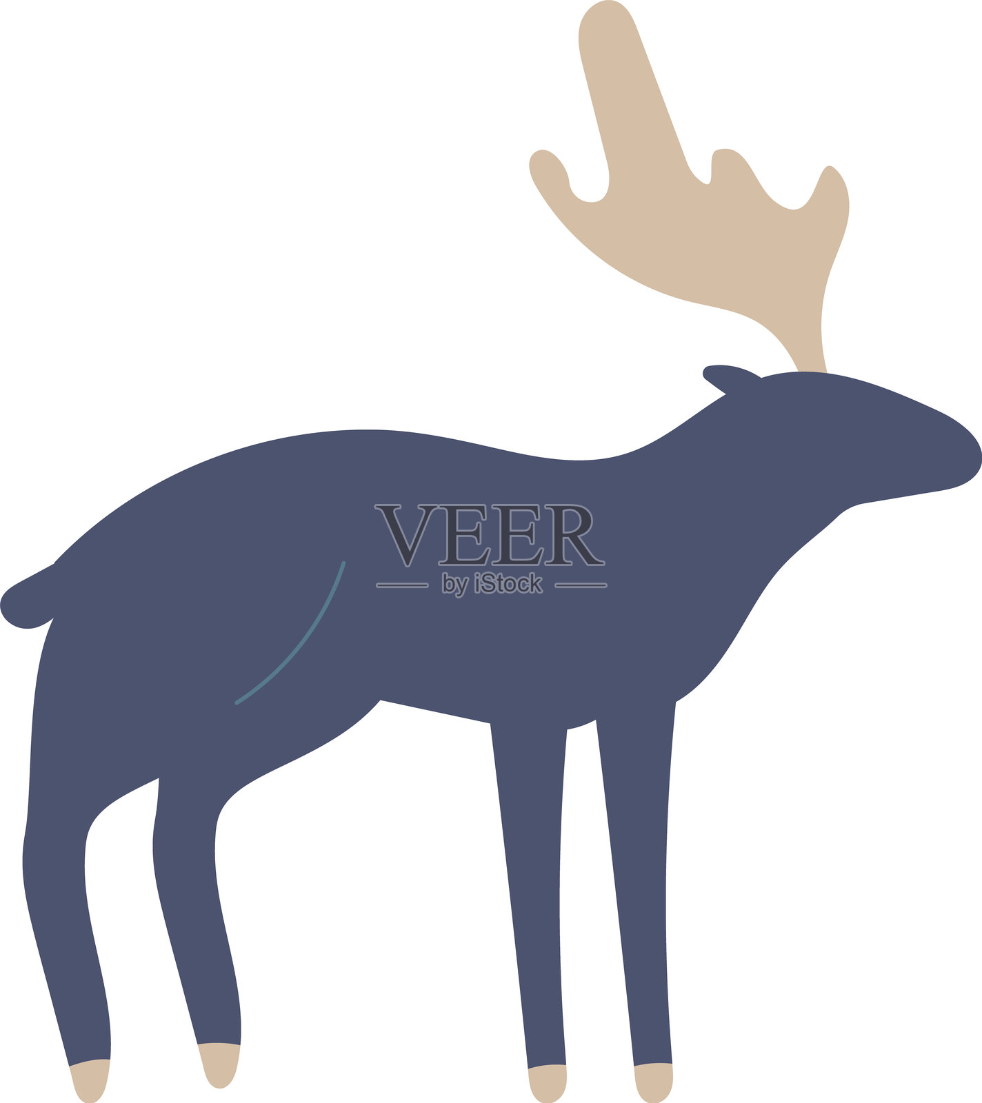 斯堪的纳维亚民间风格的冬季动物元素插画图片素材