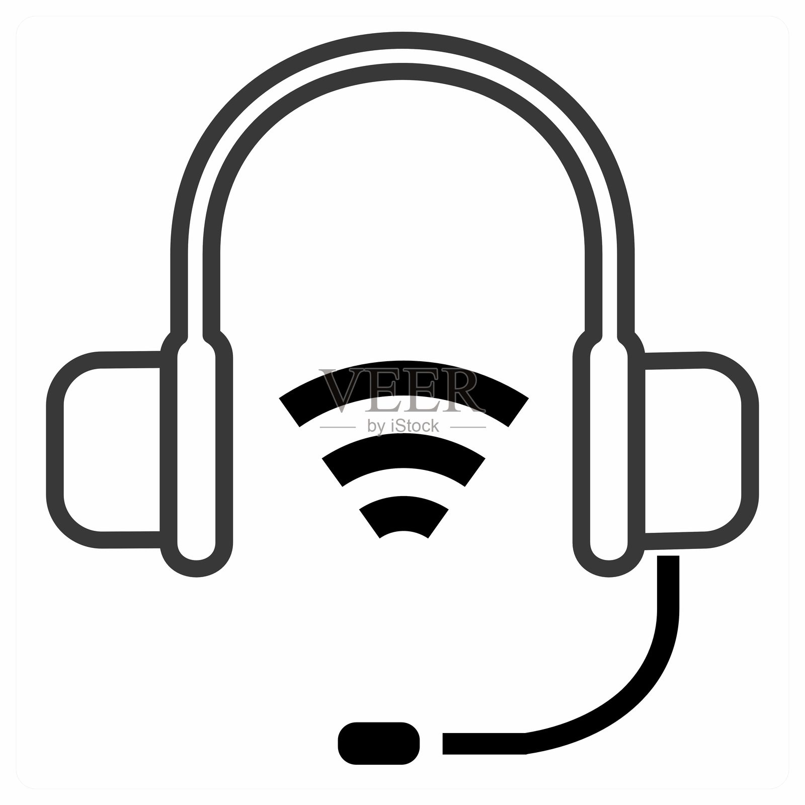 橙色蓝牙耳机图标概念插画图片素材