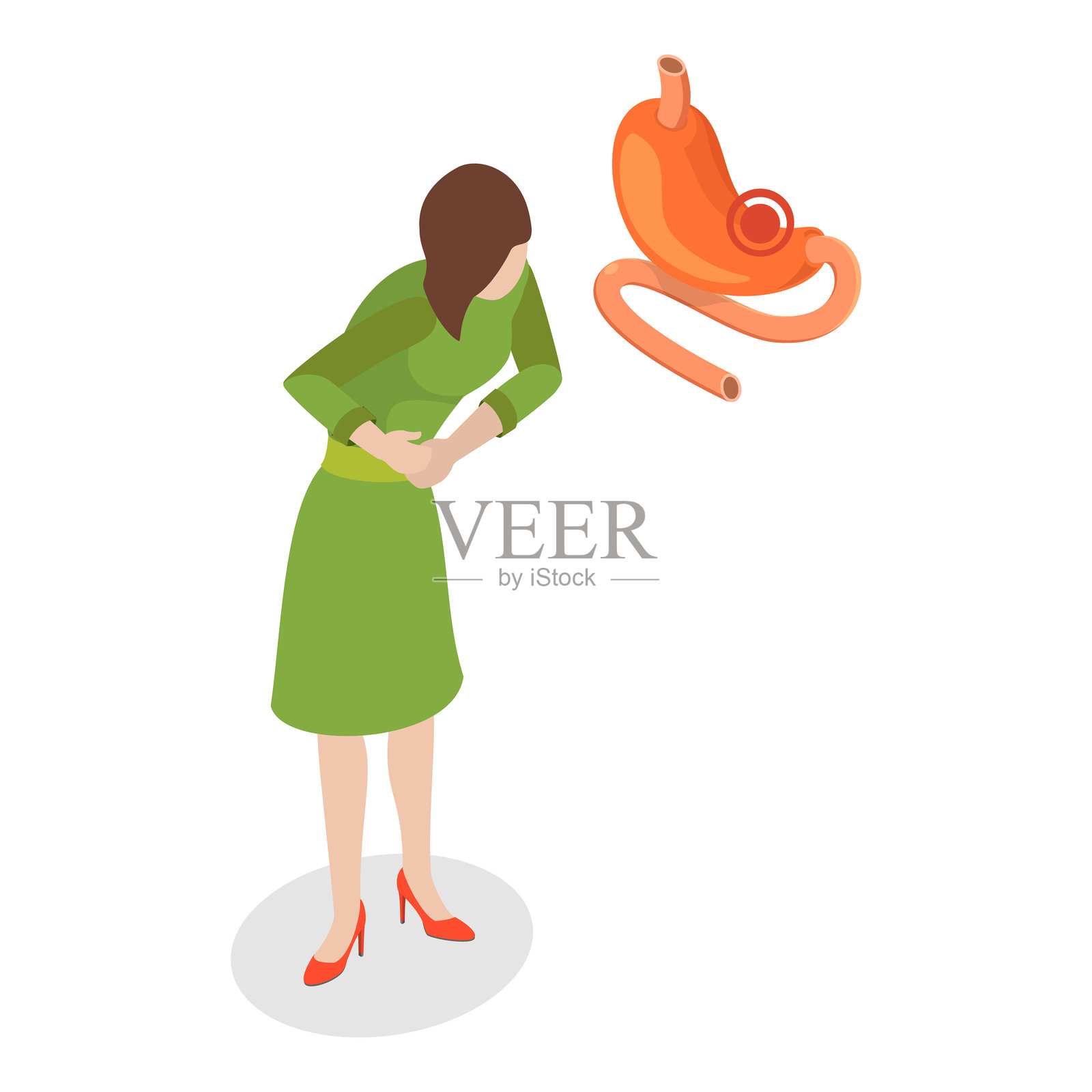 消化系统问题的3D等距扁平矢量插画。项目 1插画图片素材