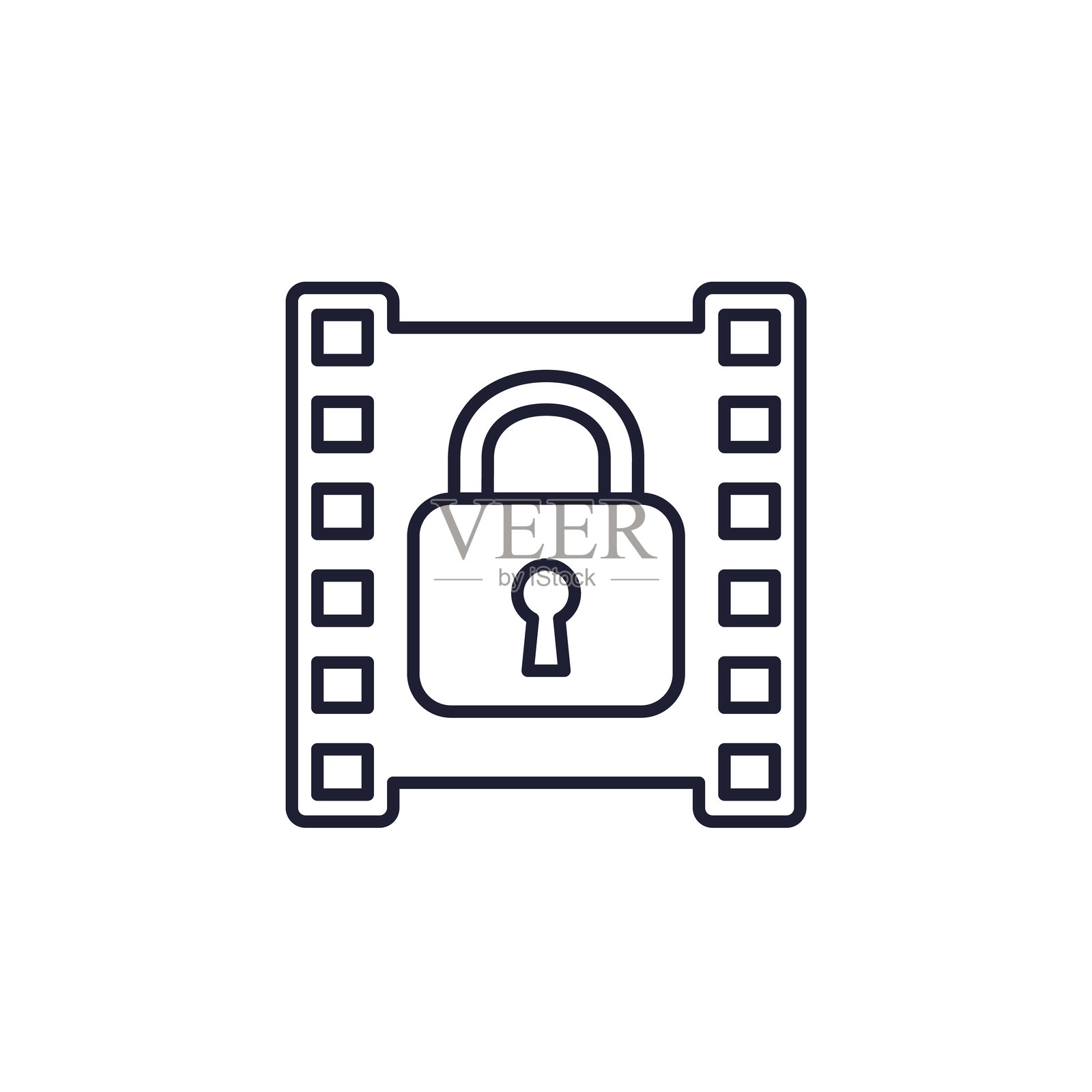 视频保护和版权内容线图标插画图片素材