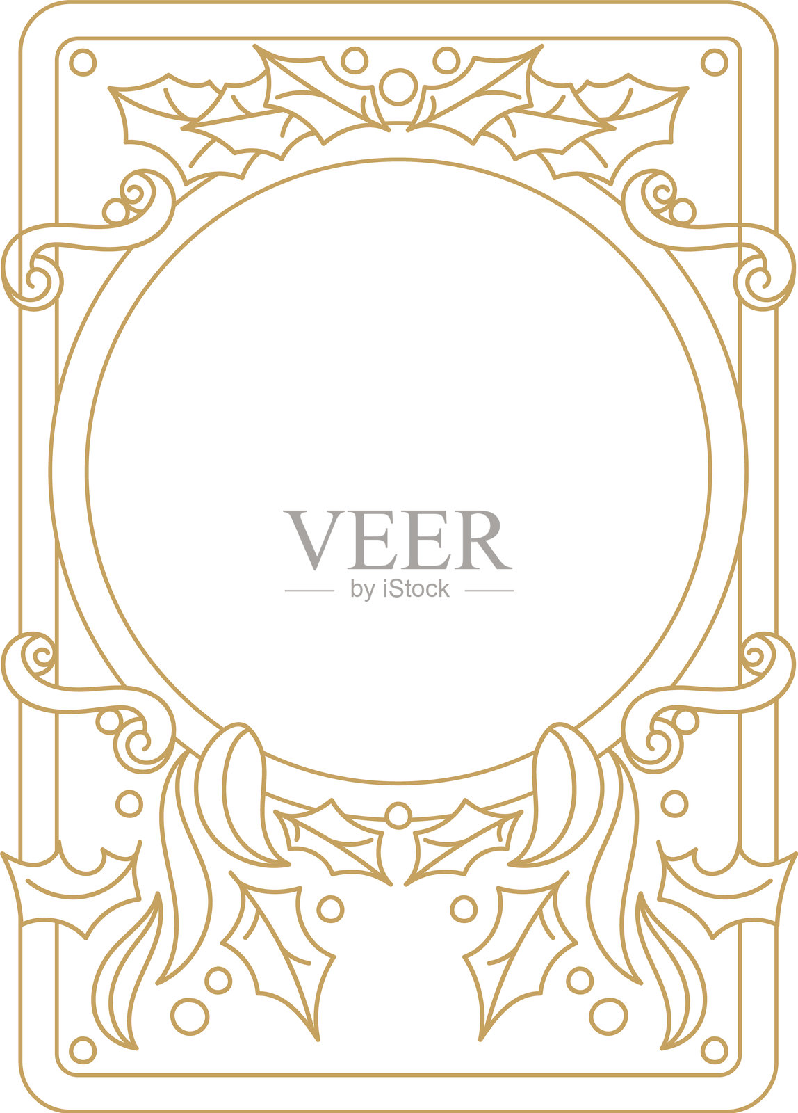 金色冬季边框圣诞新年元素套装插画图片素材