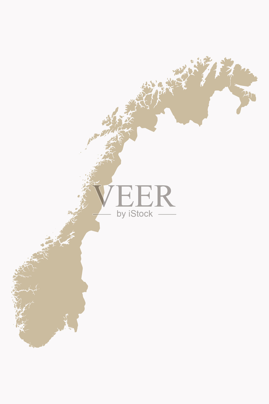 挪威详细轮廓地图矢量图插画图片素材