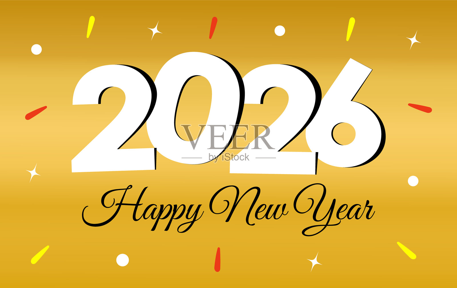 新年快乐 2026, 书法, 矢量设计插画图片素材