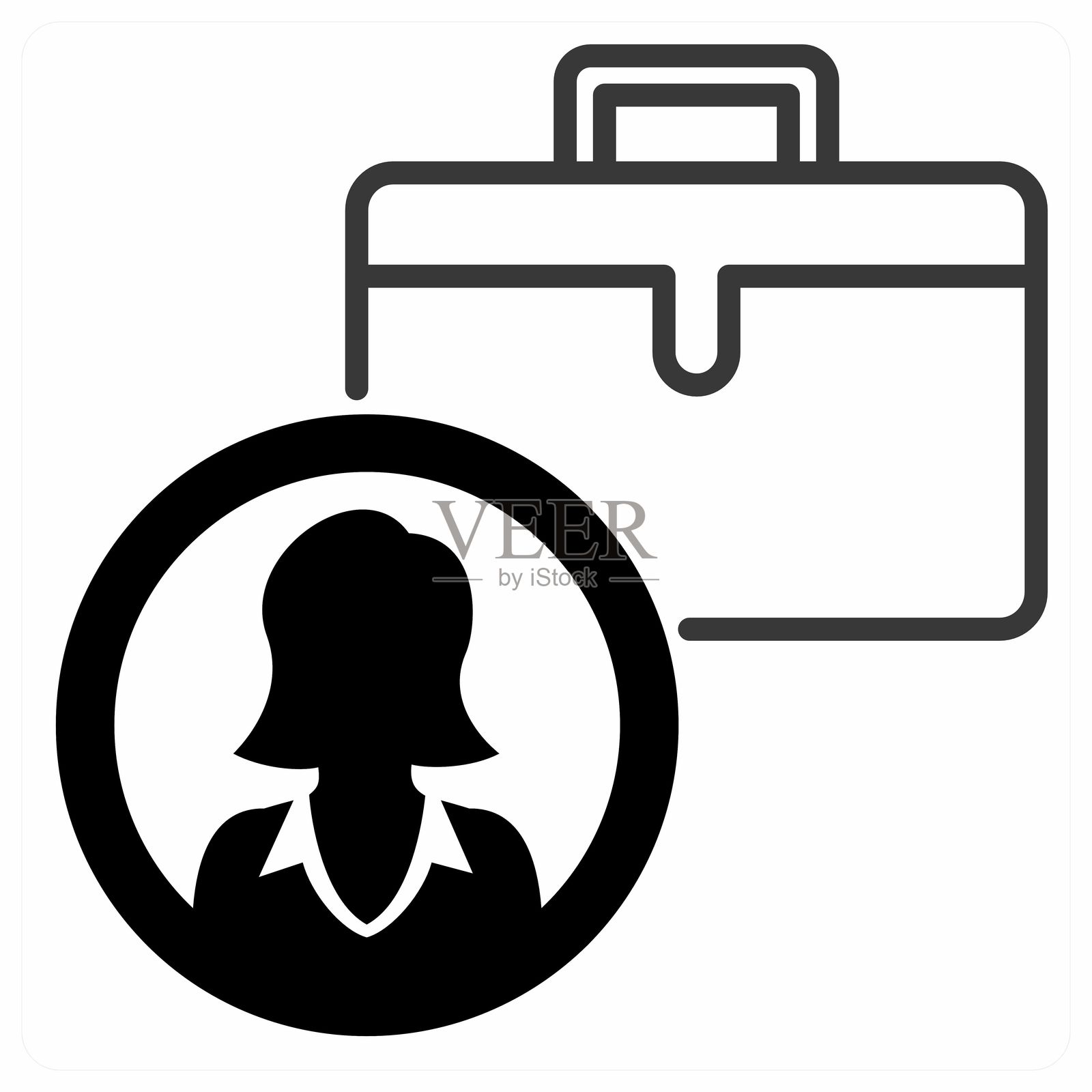 橙色商务女性图标概念插画图片素材