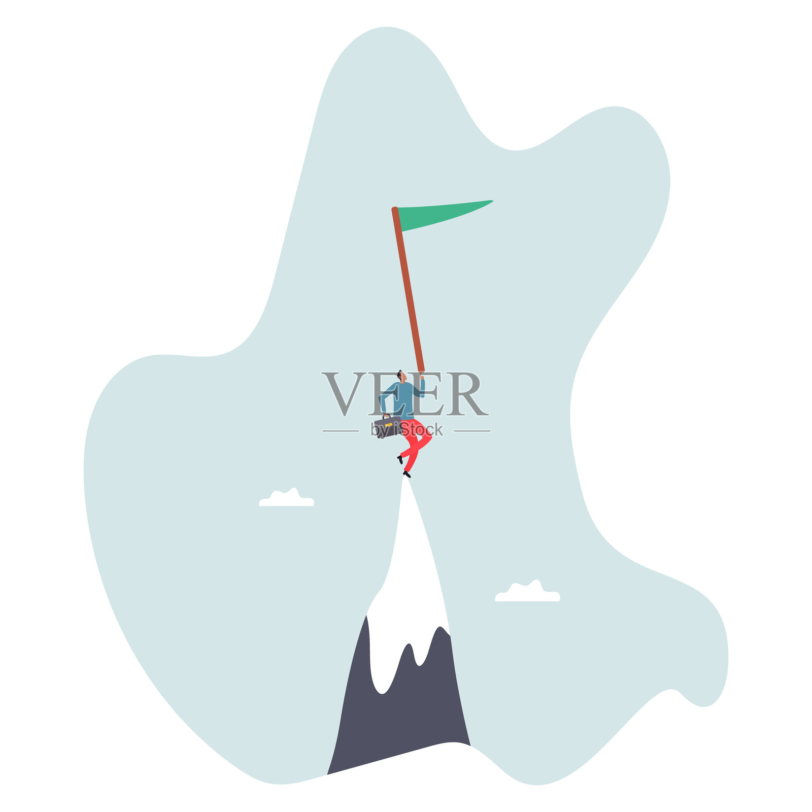 领导力助力实现商业目标、职业成就或公司最佳业绩的获奖者。关于一个男人和他的人生。插画图片素材