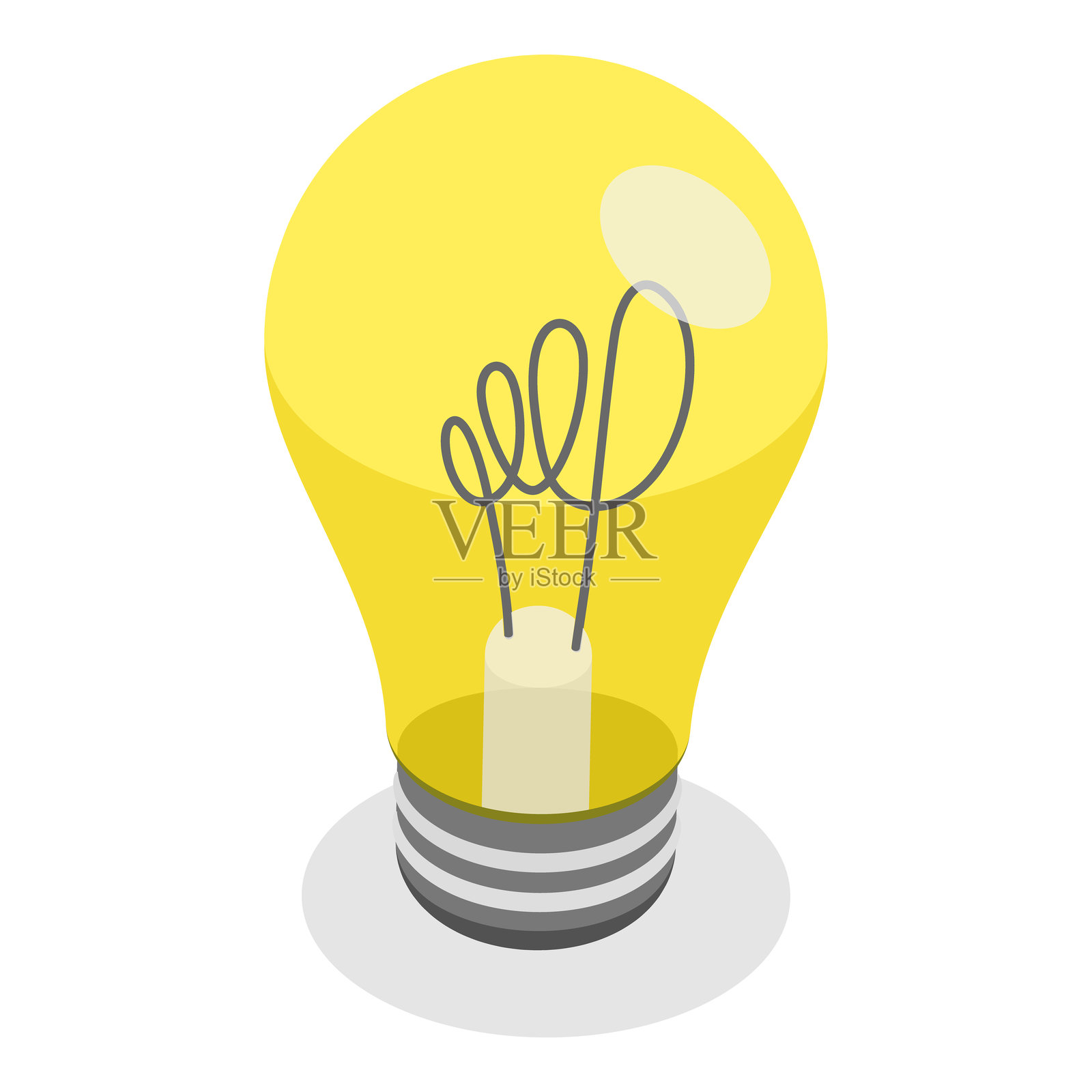 不同灯泡的3D等距扁平矢量插图。物品3插画图片素材