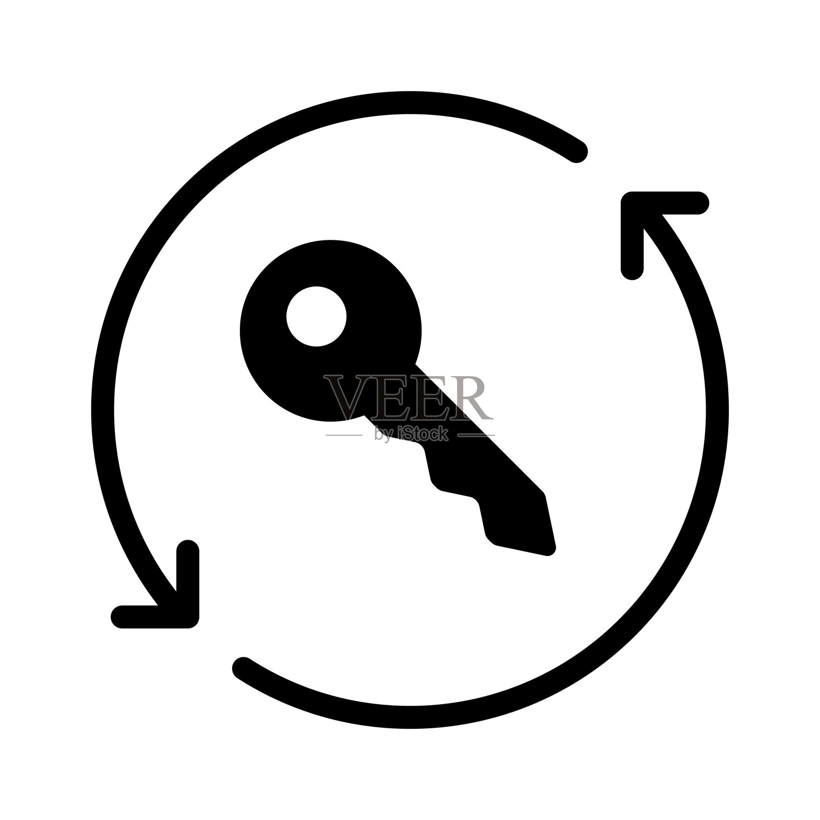 旋转箭头图标。重置、更新、续期密码。重置、刷新访问权限。插画图片素材