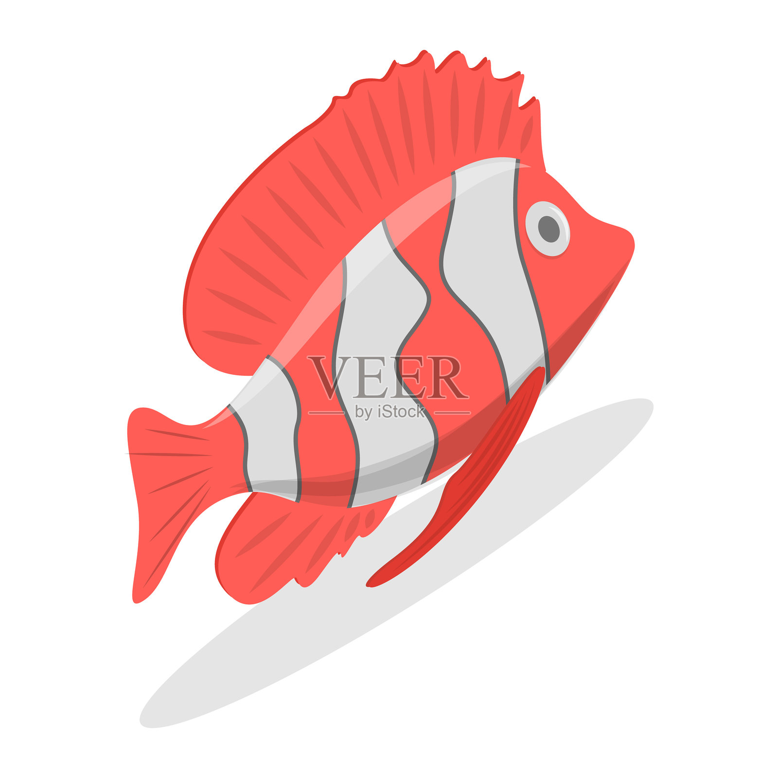 热带鱼集合的 3D 等距扁平矢量插图。第二部分插画图片素材