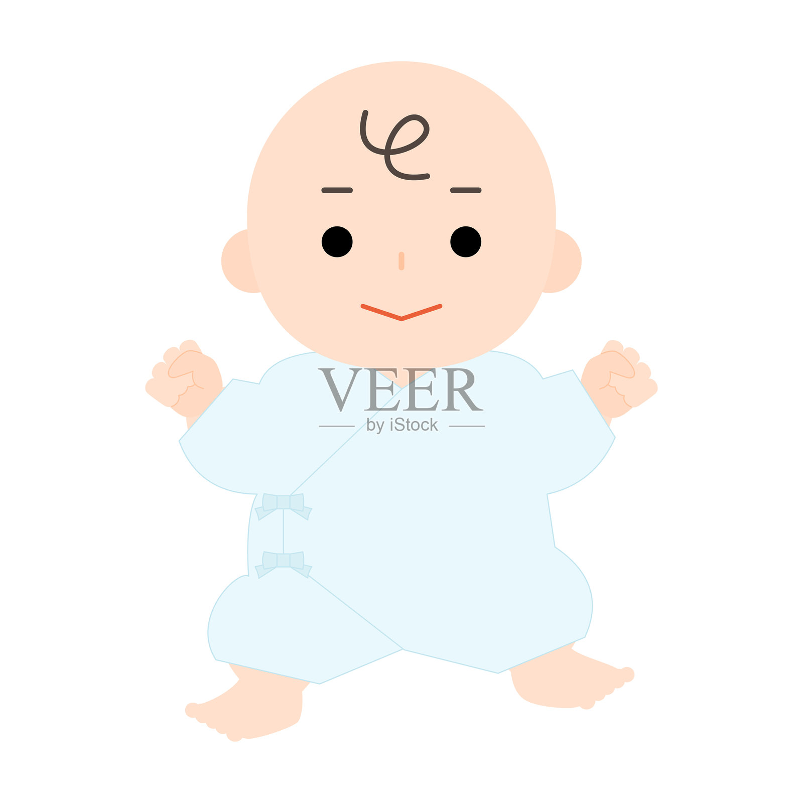 穿着内衣的微笑宝宝插画图片素材