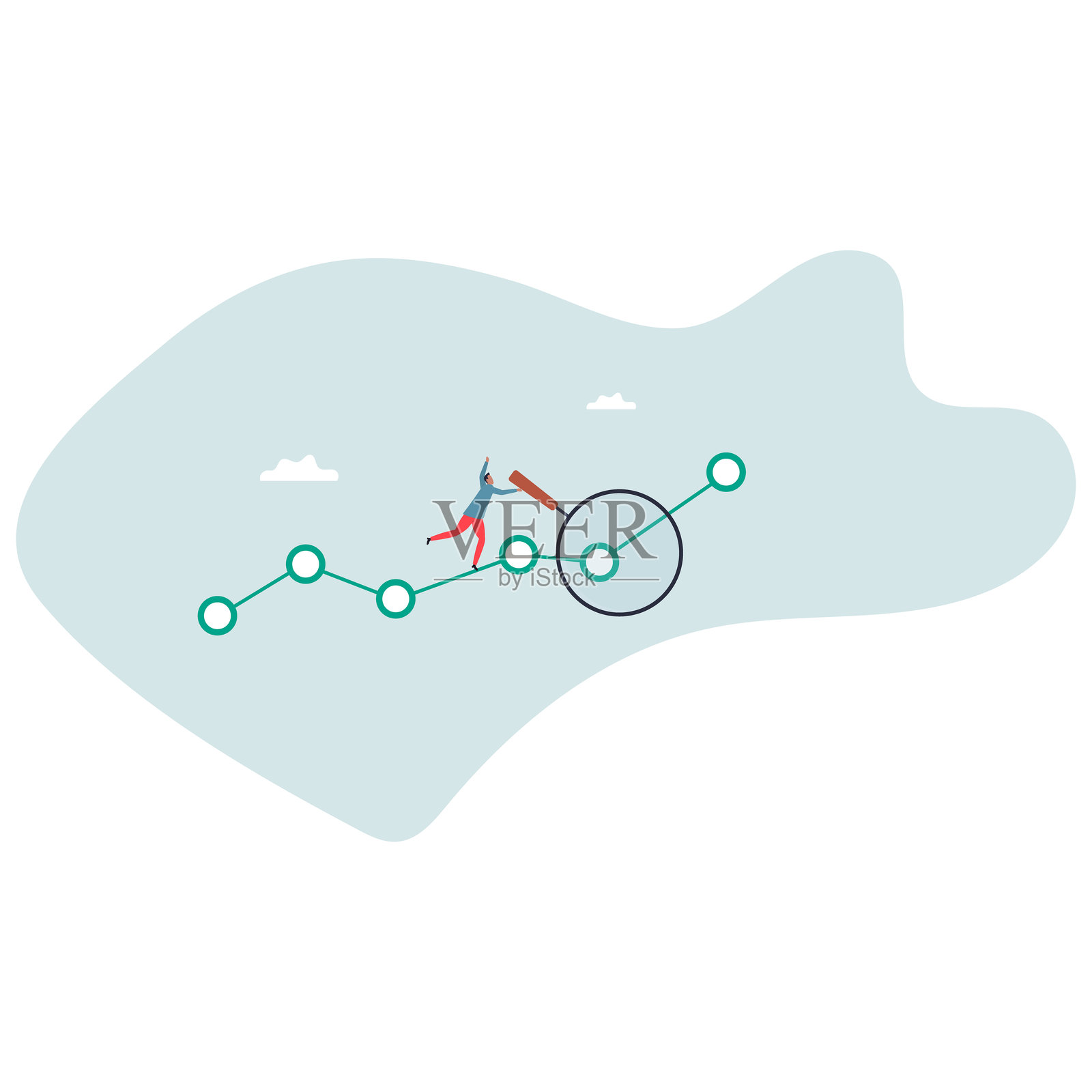 股票市场数据分析，金融研究专业人士或投资与经济预测。关于一个男人和他的生活。插画图片素材