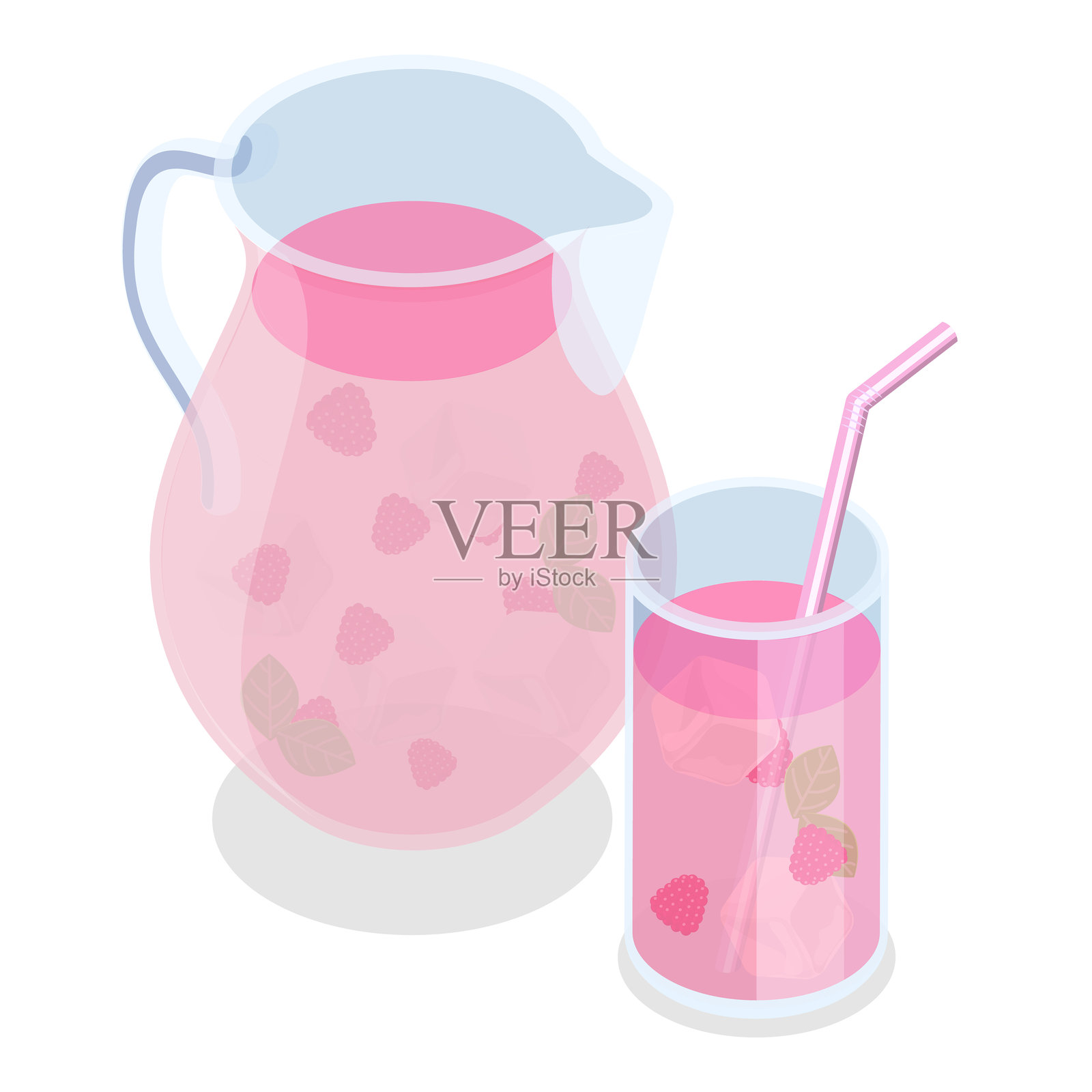 清爽饮品的3D等距扁平矢量图集。项目1插画图片素材