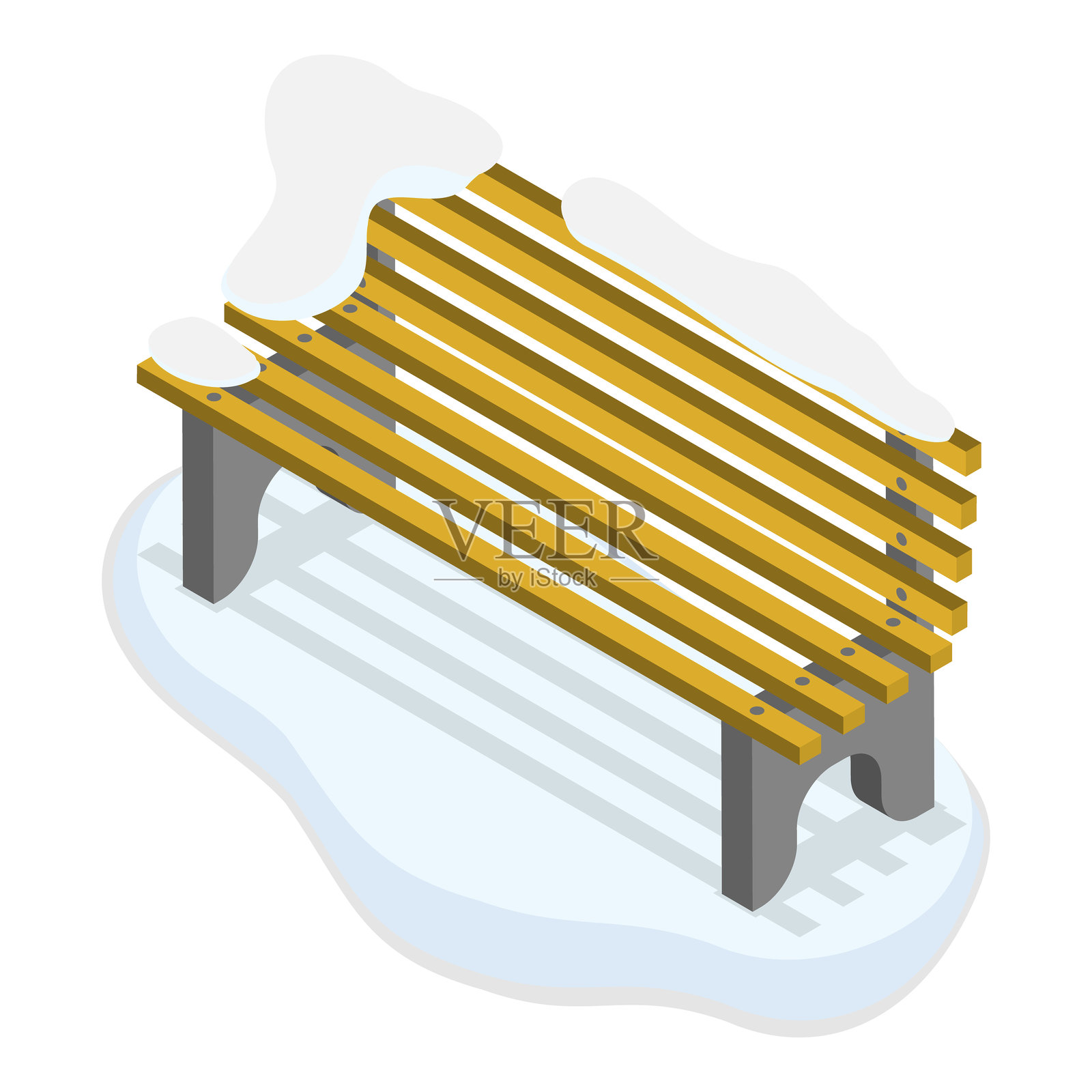 冬季系列 3D 等距平面矢量插画。项目 3插画图片素材