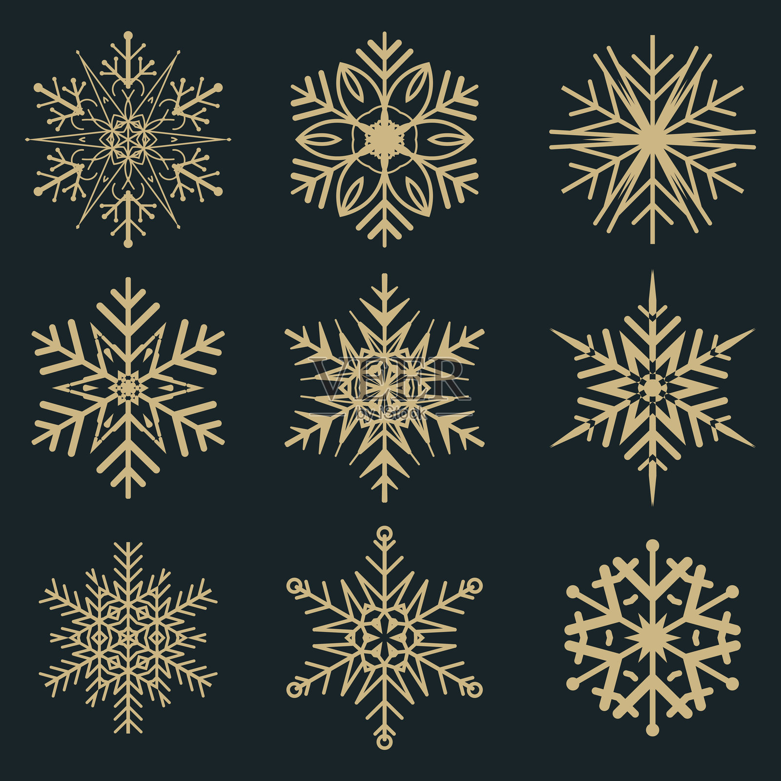 装饰性雪花剪影合集插画图片素材