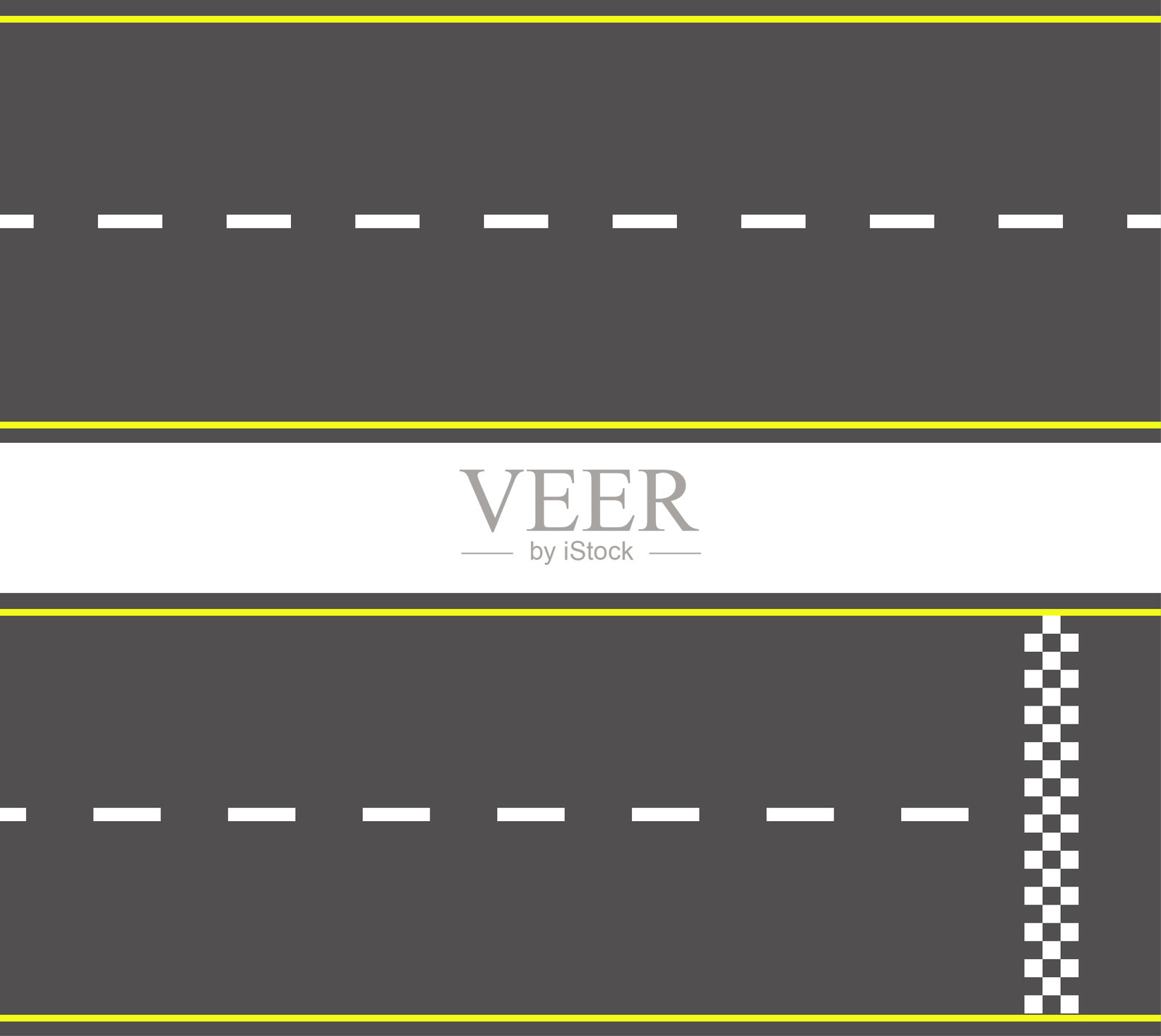 赛车公路的起点和终点，运动沥青赛道，波浪形公路俯视图，蜿蜒弯曲的沥青路矢量图。插画图片素材