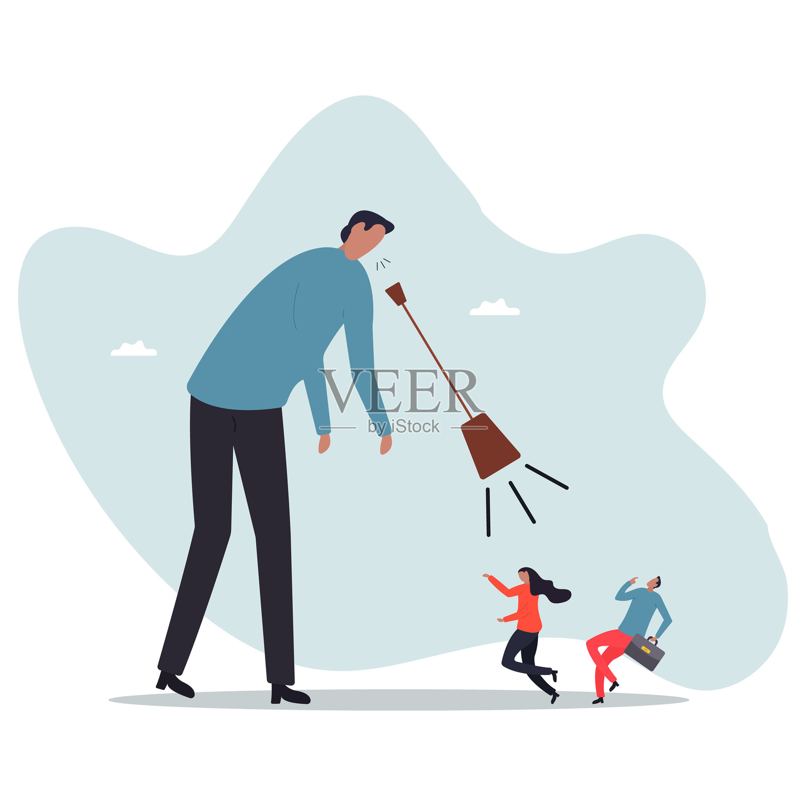 有效的沟通、清晰简洁的信息、与团队沟通的领导能力。关于一个男人和他的人生。插画图片素材