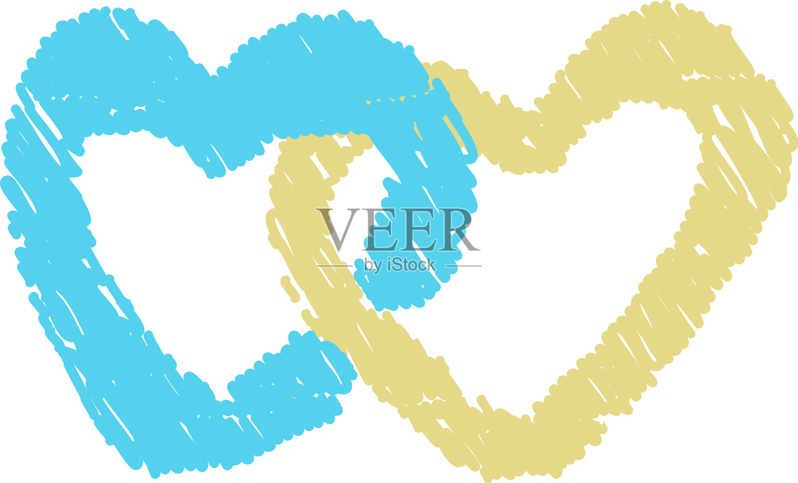 彩色粉笔心形元素套装插画图片素材